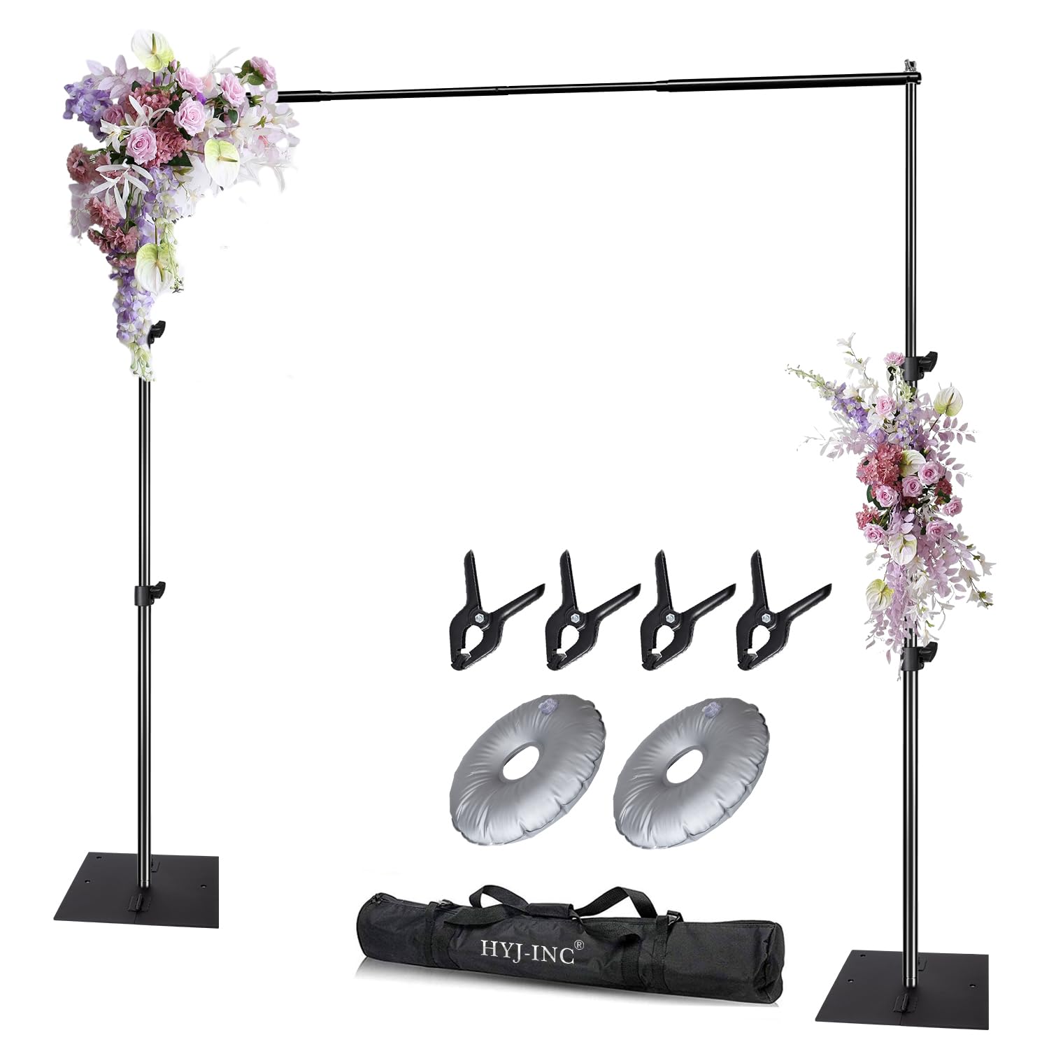 Hyj Inc Pipe And Drape Photography Backdrop Stand Kit Adjustable Photo Background Stand 10Ft X 6.5Ft With Metal Base For Parties