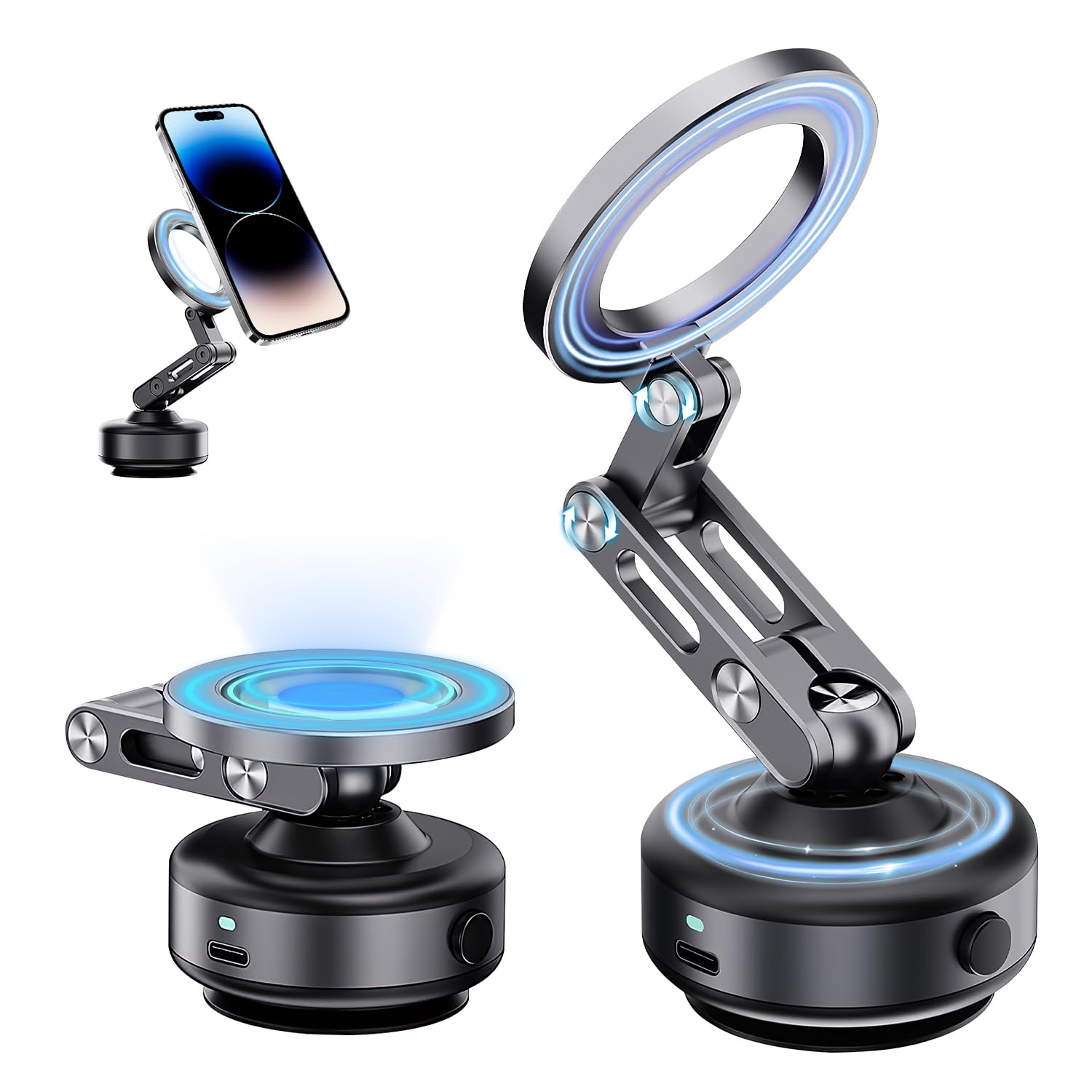 Yousheme Nixie Vacuum Magnetic Car Phone Mount,Nixie Ngo Pro 360 Adjustable Suction Cup Phone Mount,Official Foldable Smart Doub