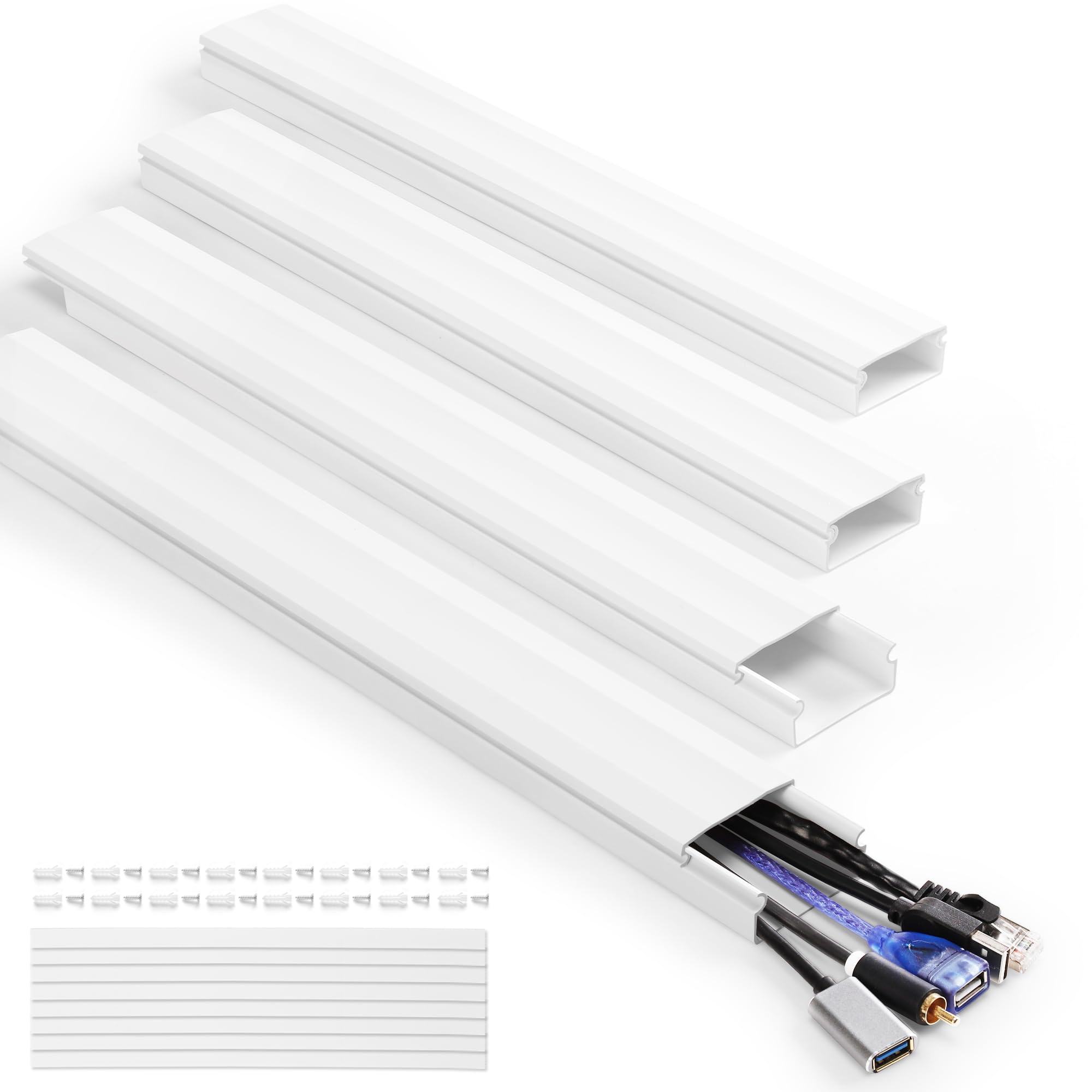 Cord Hider Wall 60In, Yclyc Cord Covers For Wires On Wall, Paintable Tv Cable Hider Wall Kit, Tv Wire Hider For Wall, Cord Manag