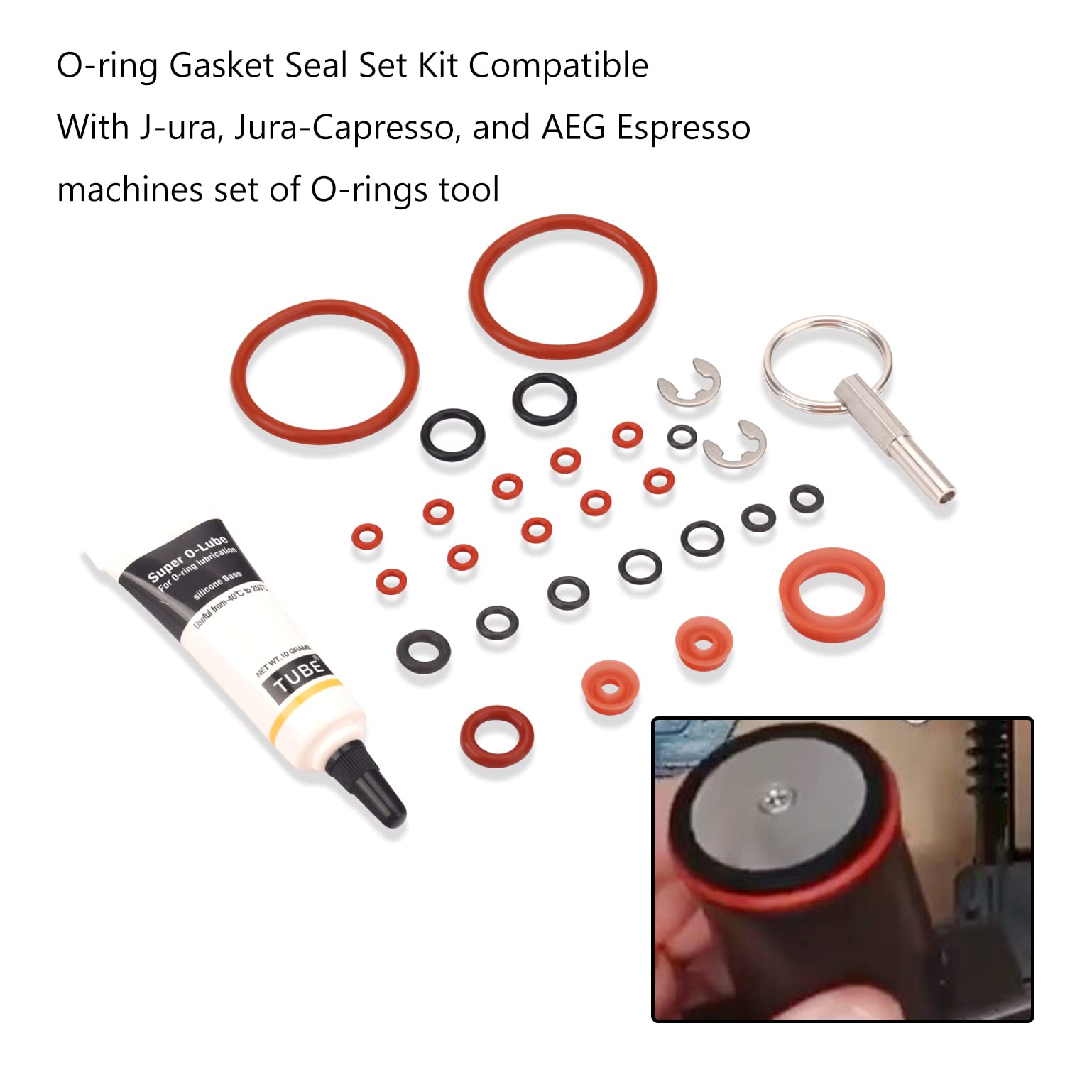 O Ring Set W/Oval Head Key Tool Big Kit For J Ura Capresso/Impressa Machines Brew Group & Drainage Valve O Ring, Fits Most Jura