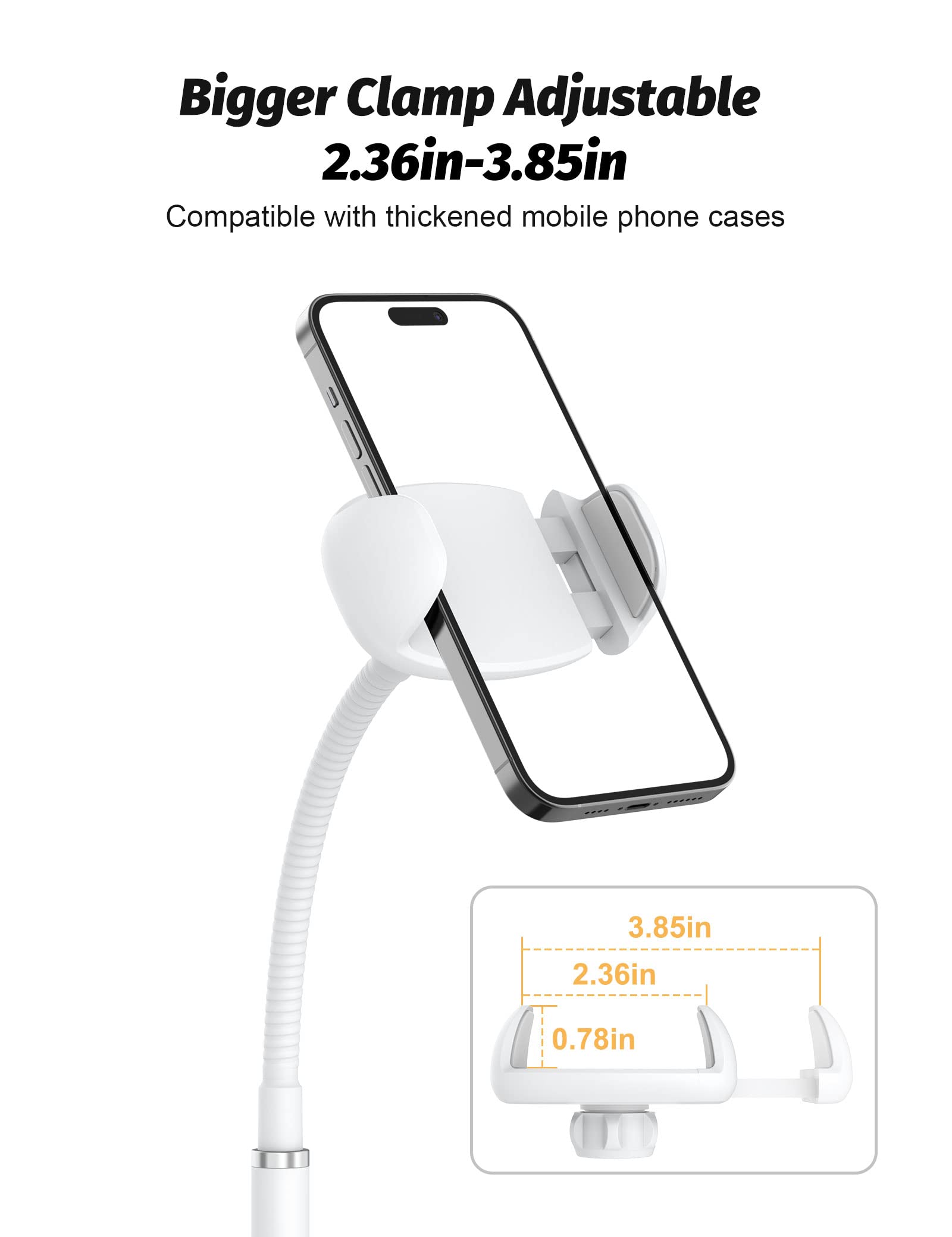 Cell Phone Stand, Adjustable Height & Angle Gooseneck Phone Stand For Desk Flexible Arm Universal Phone Holder, Aluminum Alloy D