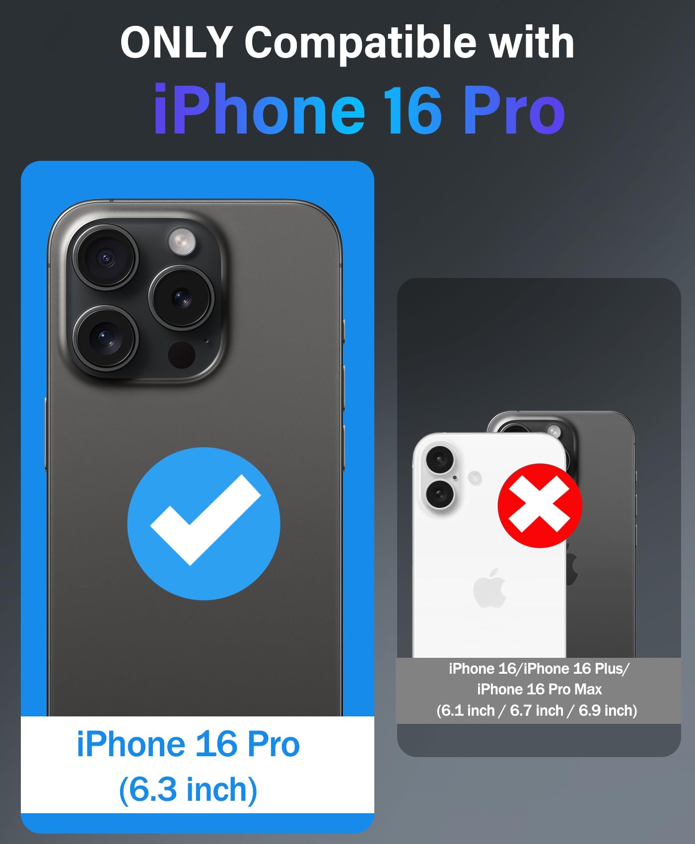 Vihibii For Iphone 16 Pro Case With Crossbody Lanyard Strap, Slide Camera Lens Cover & Kickstand, [Compatible With Magsafe], Mil