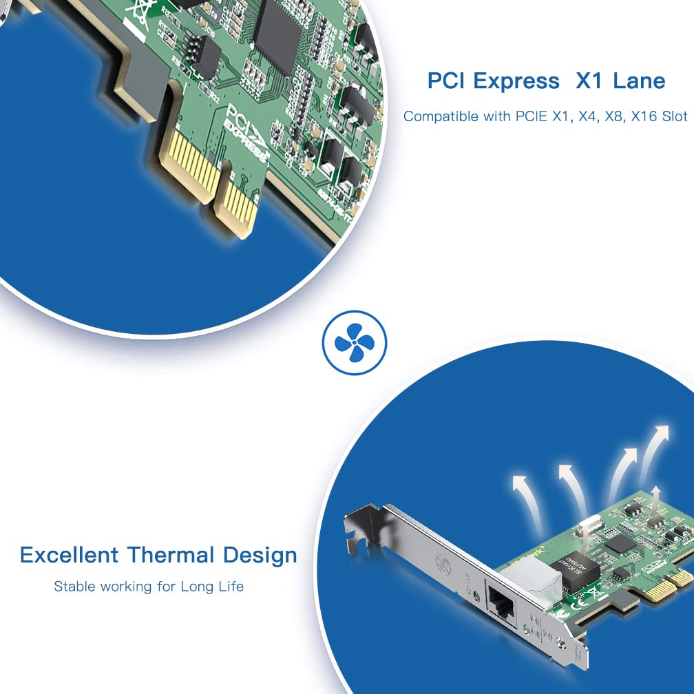 Gigabit Pcie Nic With Intel 82574L Chip, 1Gb Network Card Compare To Intel Expi9301Ct/ Expi9301Ctblk Nic, Single Rj45 Port, Pci
