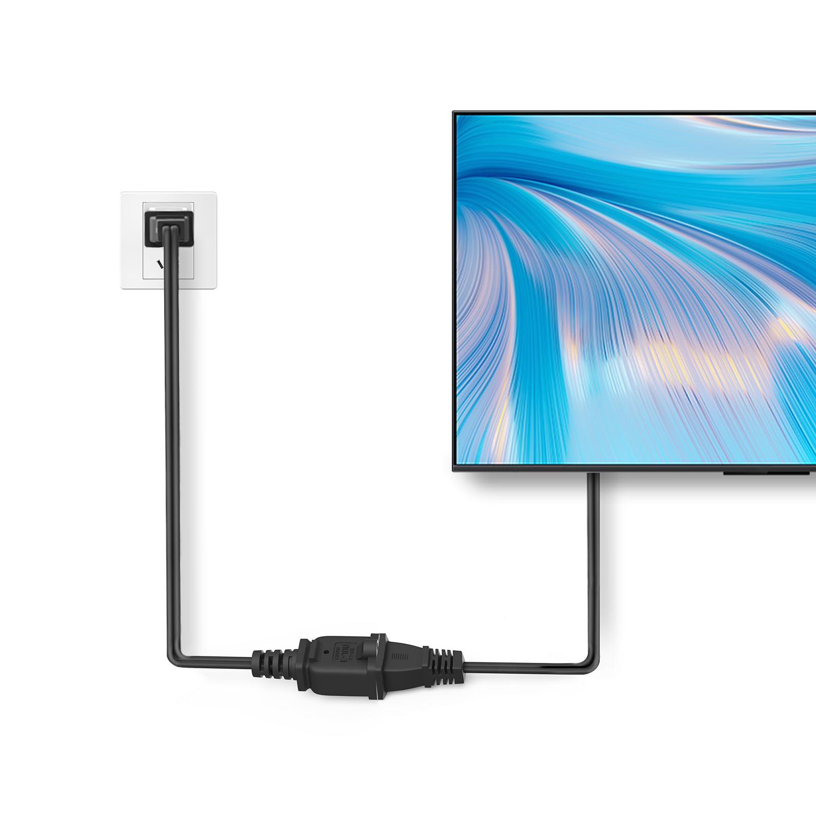 20 Ft Extension Cord Us 2 Prong Long Extension Cord Black Cable 125V 10A Male To Female Power For Nema 1 15P To 1 15R