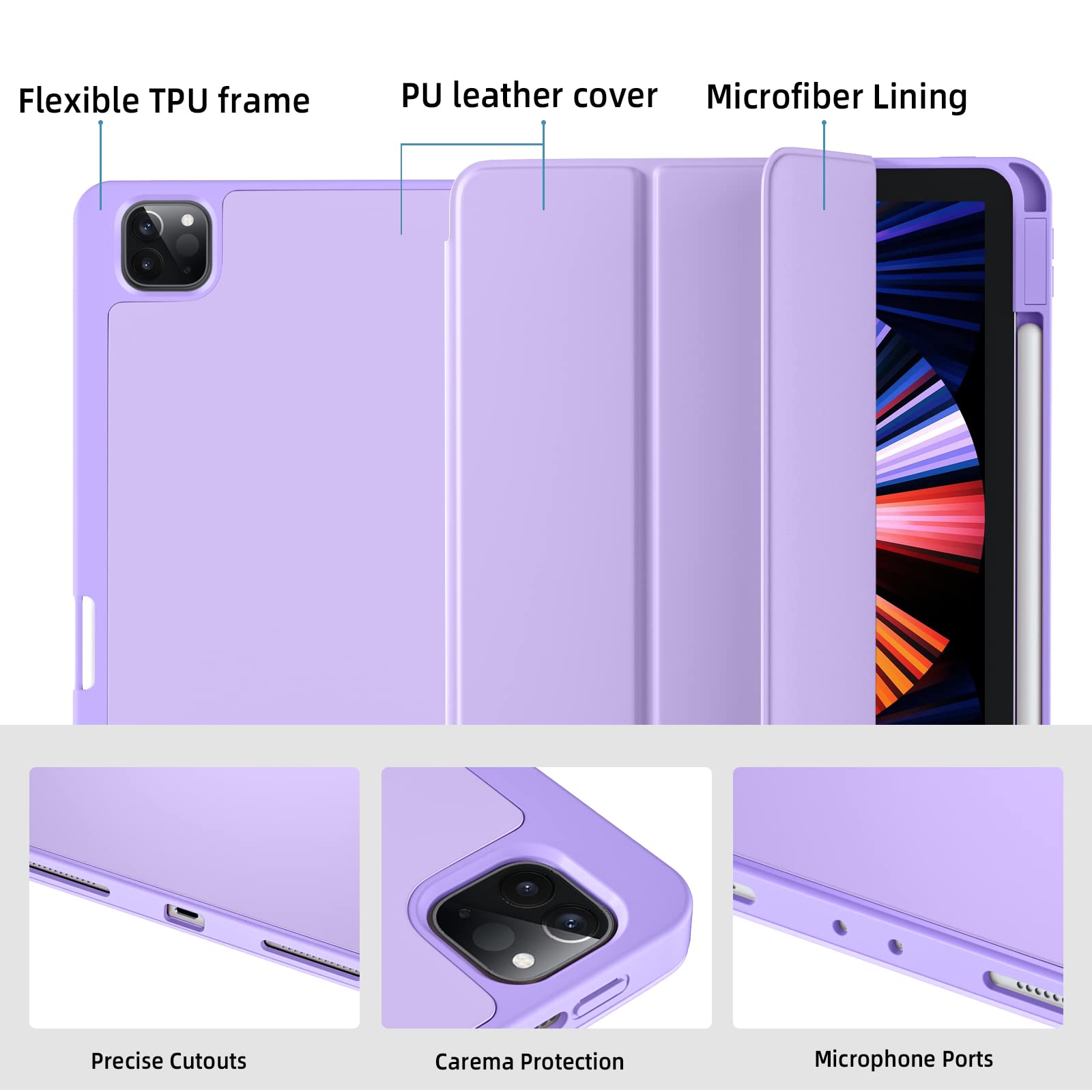 Wenlaty Case Compatible With Ipad Pro 11 Inch 4Th/3Rd/2Nd Generation With Pencil Holder, For Ipad Pro Case 11 Inch 2022/2021/202