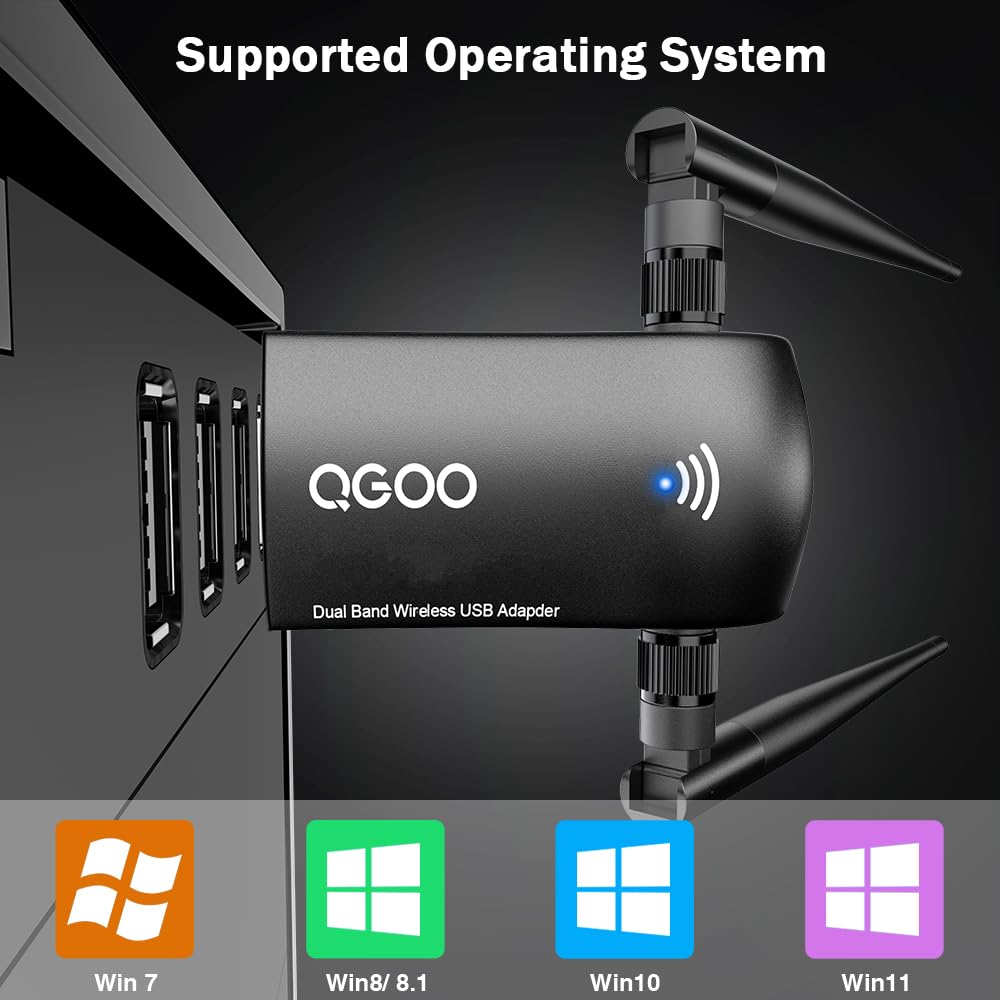 Wifi 6 Adapter For Desktop Pc, Ax1800 Usb 3.0 Wifi Dongle Dual Band 5Ghz/2.4Ghz High Gain Dual 5Dbi Antennas 802.11Ax Mu Mimo Wi