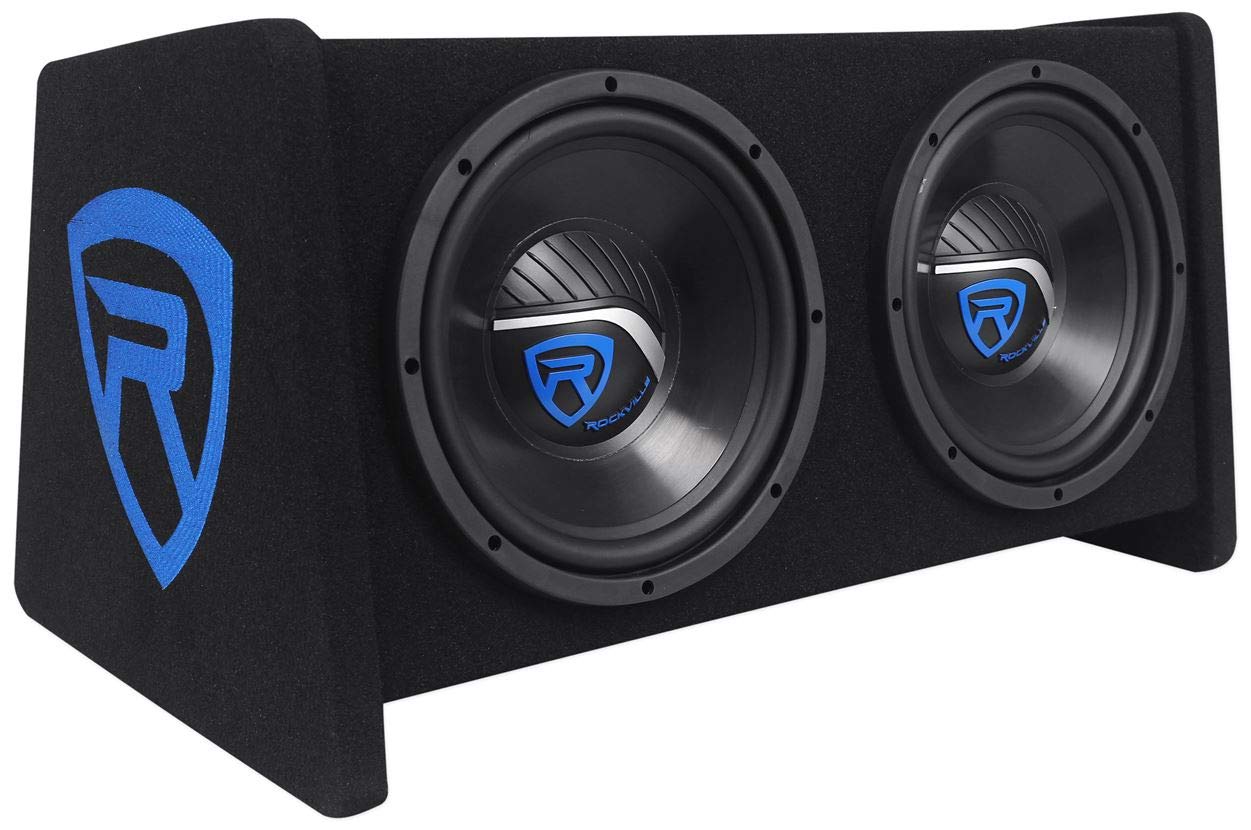 Rockville Rv10.2B 1000W Dual 10'' Car Subwoofer Enclosure+Mono Amplifier+Amp Kit