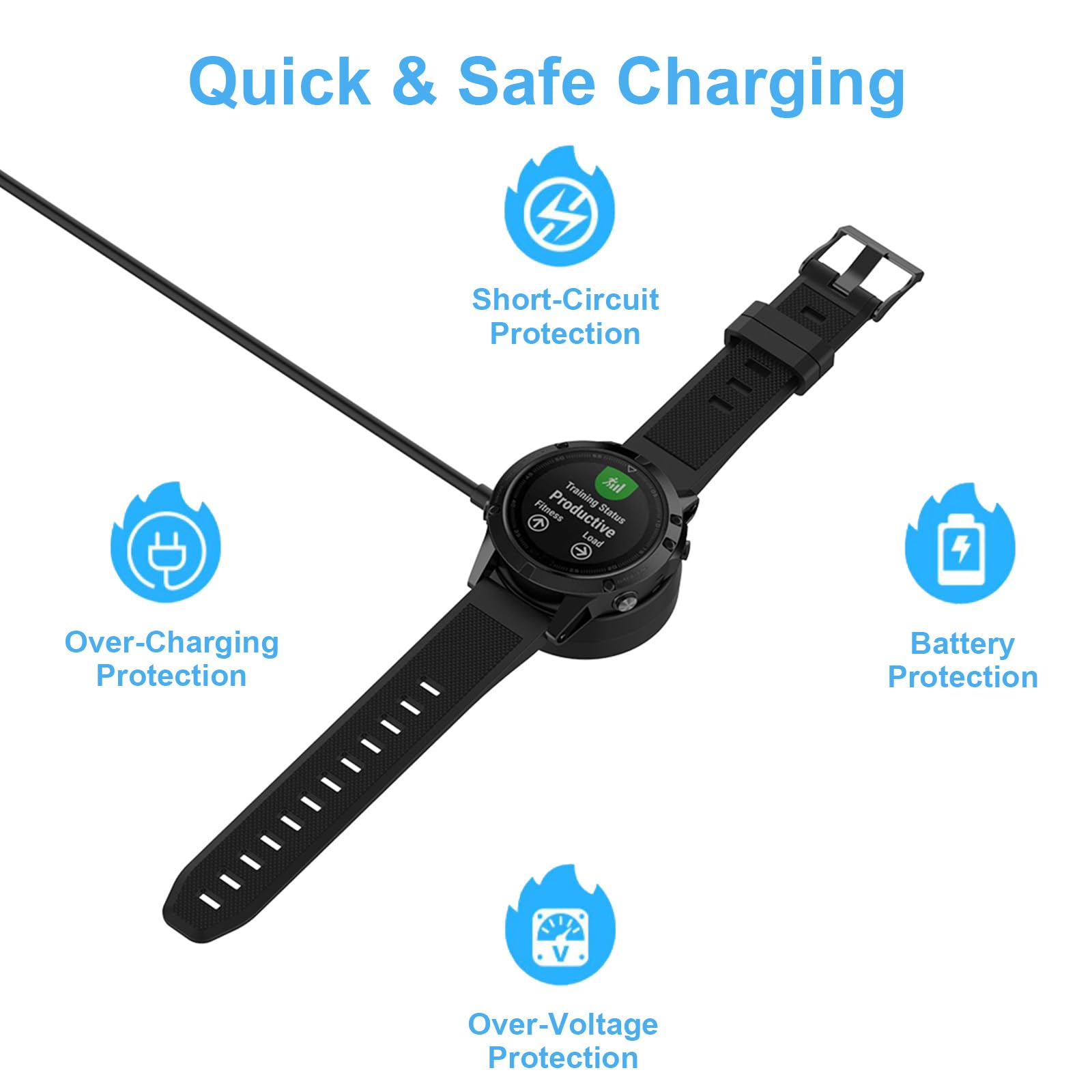 Cosoos 2 Pack Usb C Charging Cables For Garmin Charger Cable Stand, 1M Long & 30Cm Short Watch Charging Dock Station For Garmin