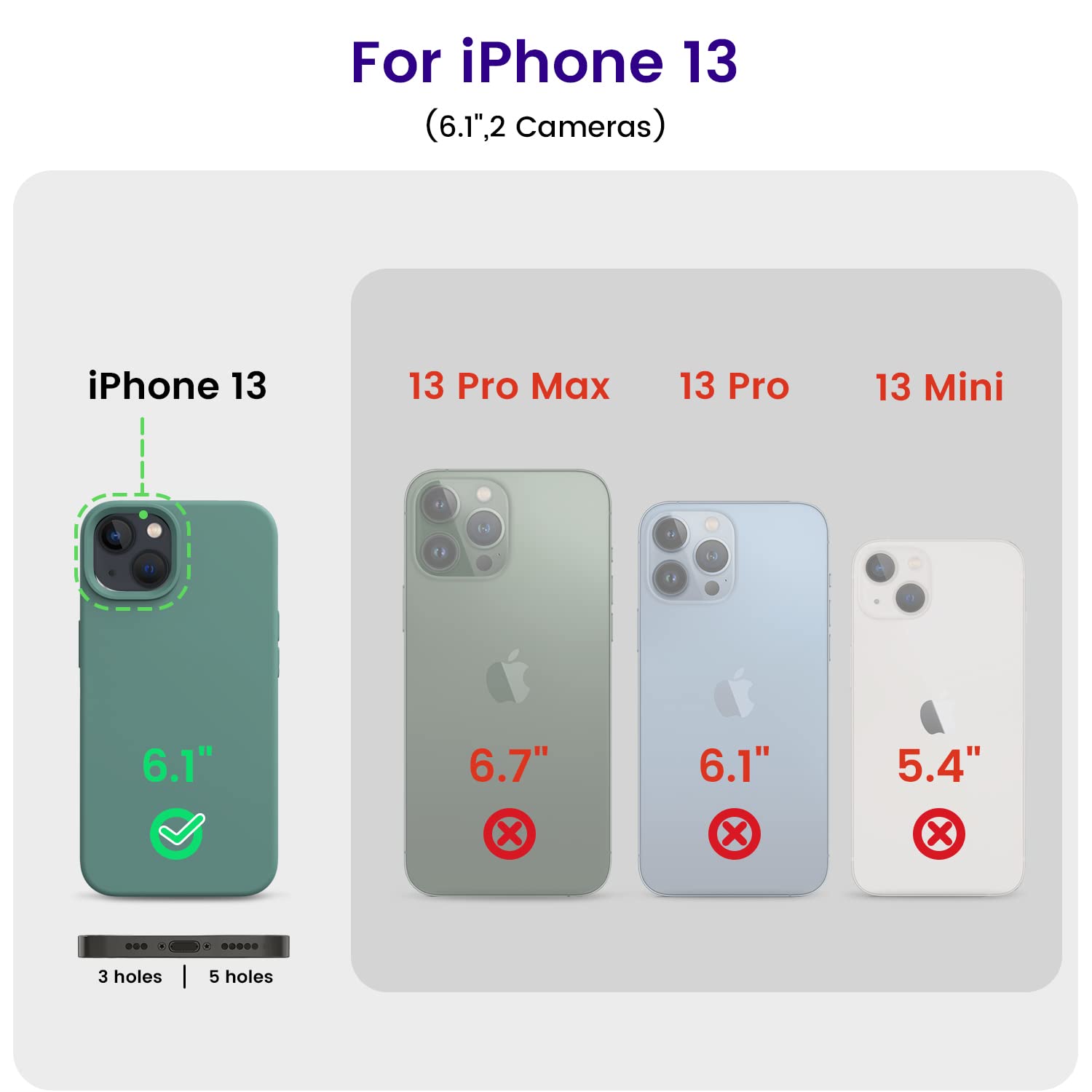 Otofly Designed For Iphone 13 Phone Case, Silicone Shockproof Slim Thin Phone Case For Iphone 13 6.1 Inch Midnight Green