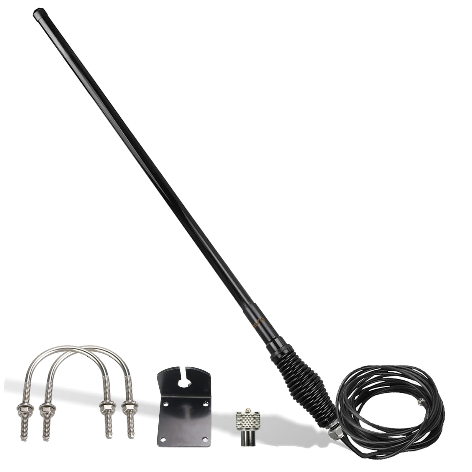 Retevis Gmrs Mobile Antenna, Heavy Duty Fiberglass Gmrs Antenna, 6.5Db 462 467Mhz,Mount Bracket,Spring Base With 16Ft Rg 58U Coa