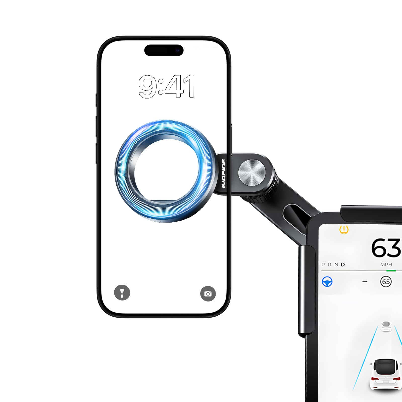 Iyofine Tesla Phone Mount For Tesla Model Y Accessories 2025, No Glue Required, For Magsafe Magnetic Car Dash Phone Holder For T