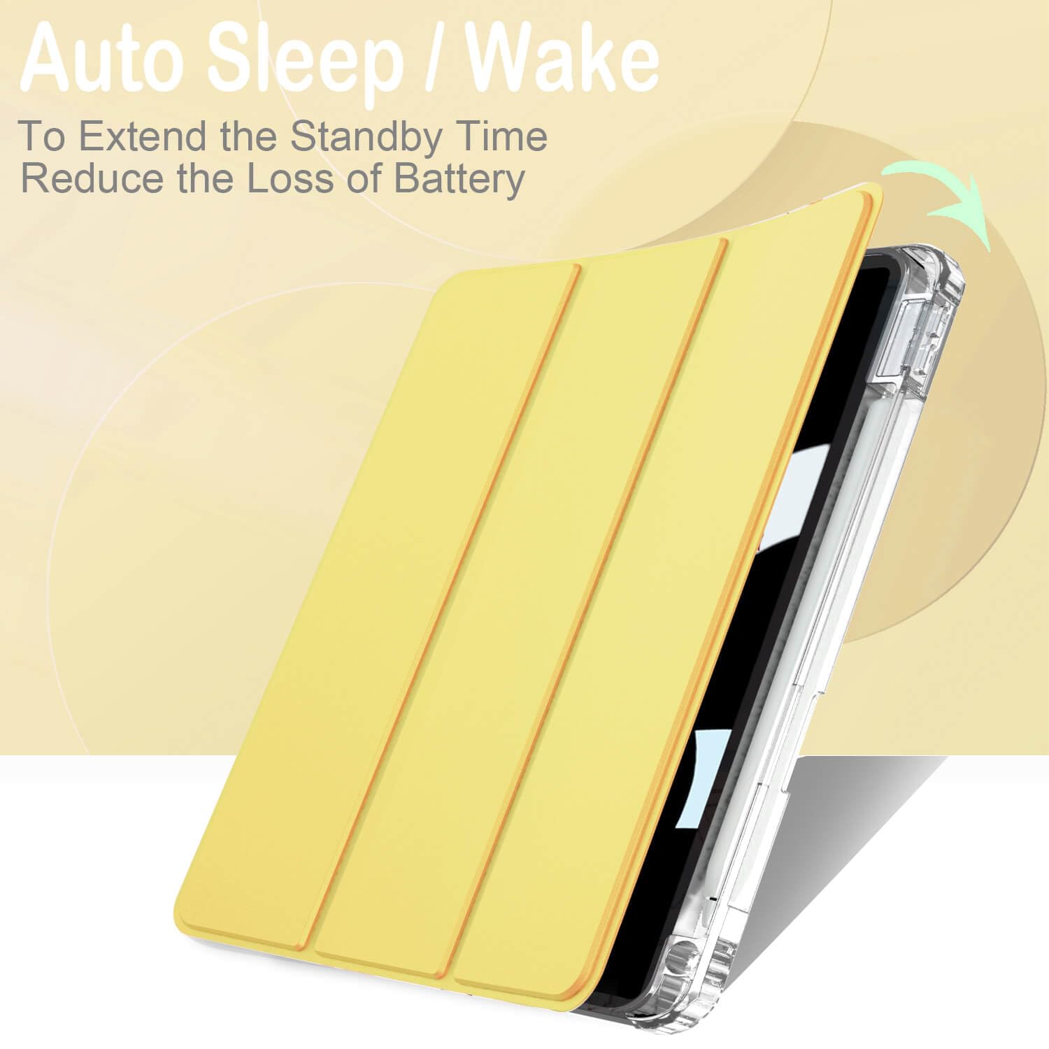 Ipad 10Th Generation 10.9 Inch Case, Feams Slim Lightweight Trifold Ipad 10.9 Case Clear Back Transparent Cover With Pencil Hold