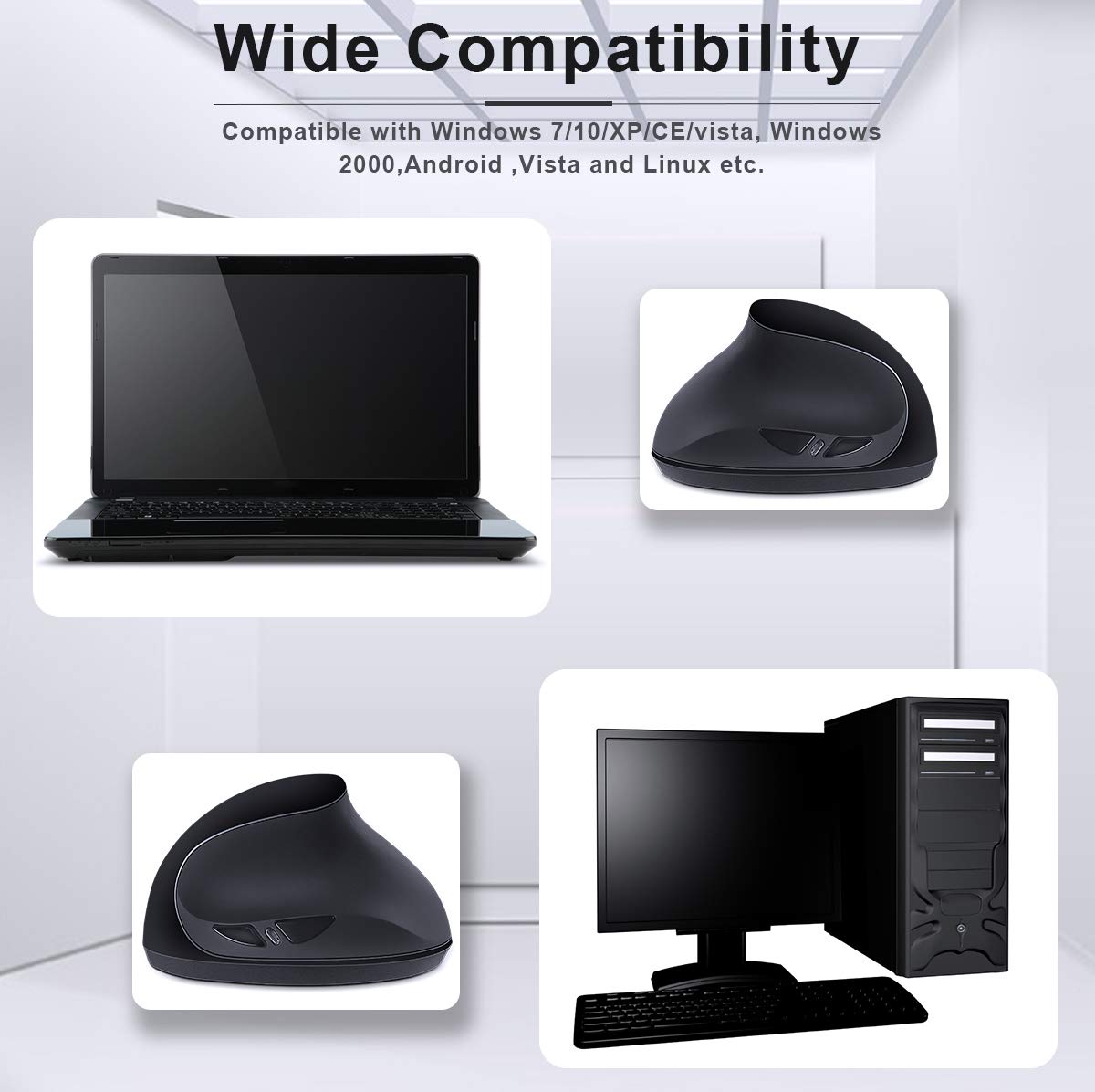 Left Handed Mouse,2.4Ghz Ergonomic Vertical Dpi 800/1200/1600 Wireless Mouse With Usb Receiver For Small Hand,Black