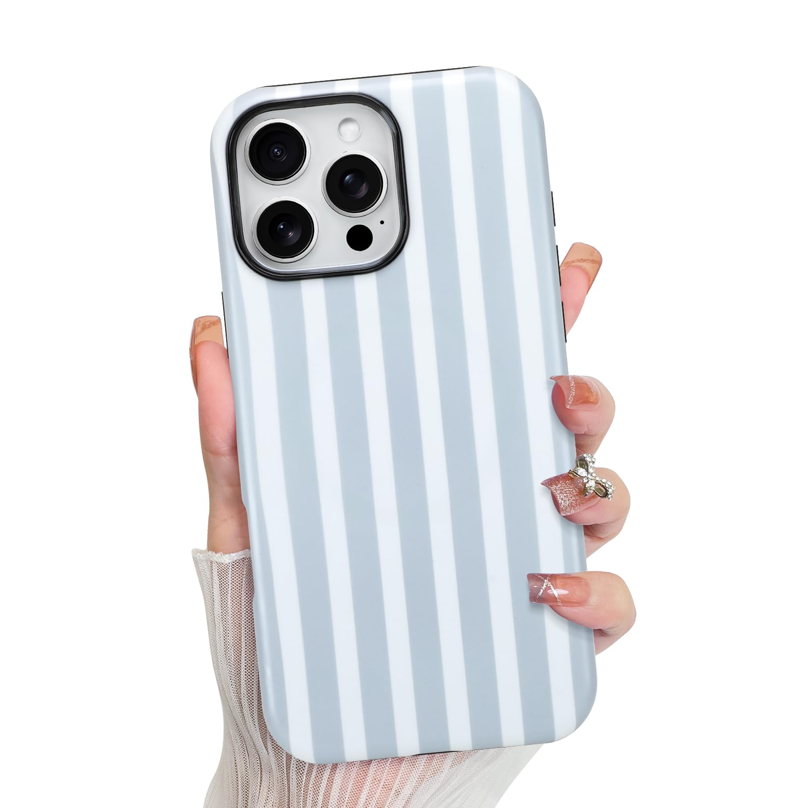 KANGHAR Compatible with iPhone 16 Pro Max Case, Aesthetic Stripes Cute Pattern, Support for MagSafe Shockproof Cover for Girls W