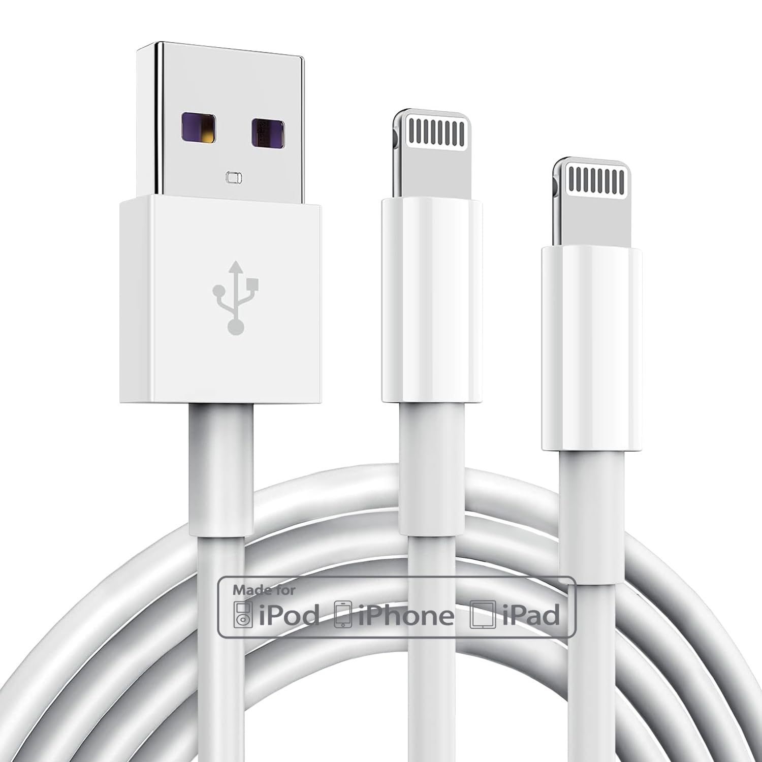 5 Pack Apple Mfi Certified Iphone Charger Cable 10 Ft, Apple Lightning To Usb Cable Cord 10 Foot, 2.4A Fast Charging,Apple Phone