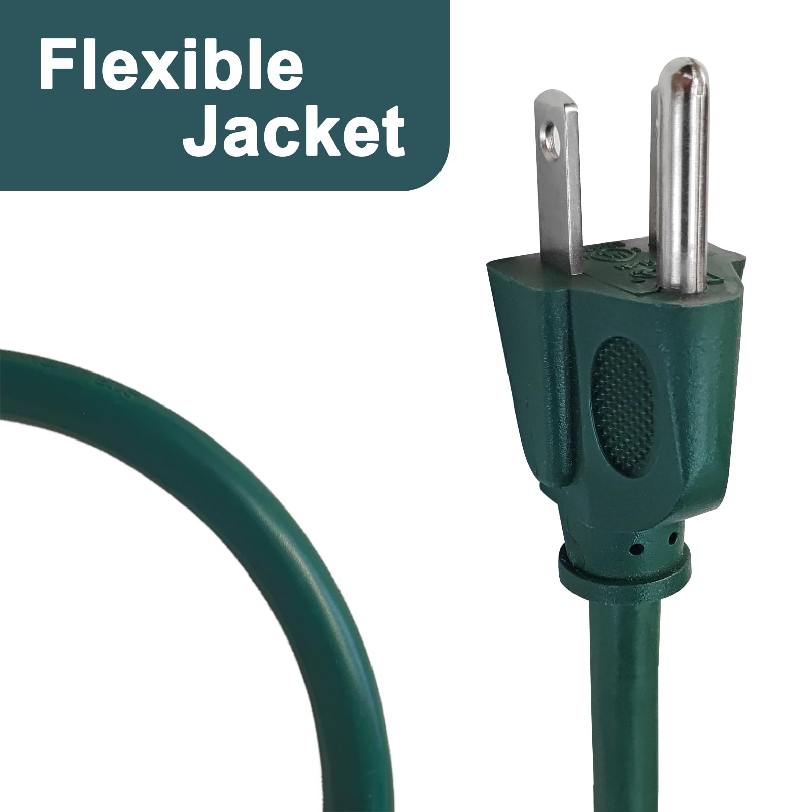 50 Ft 16/3 Outdoor Extension Cord Waterproof   16 Gauge 3 Prong Electric Cord, Sjtw, 13A 1625W 125V, Grounded Plug Extension Wir