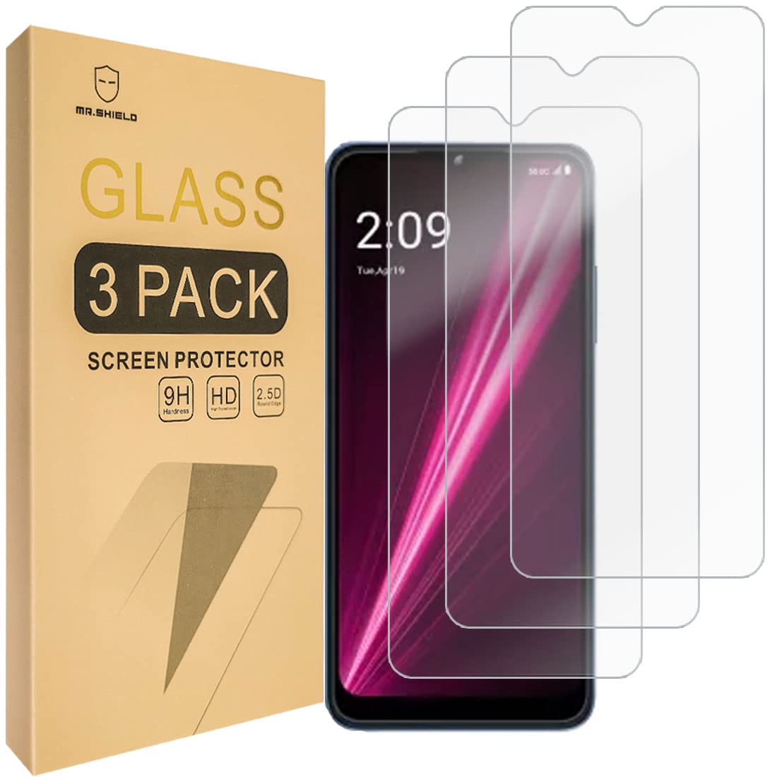 Mr.Shield [3 Pack] Designed For T Mobile Revvl 6 5G [Tempered Glass] [Japan Glass With 9H Hardness] Screen Protector With Lifeti