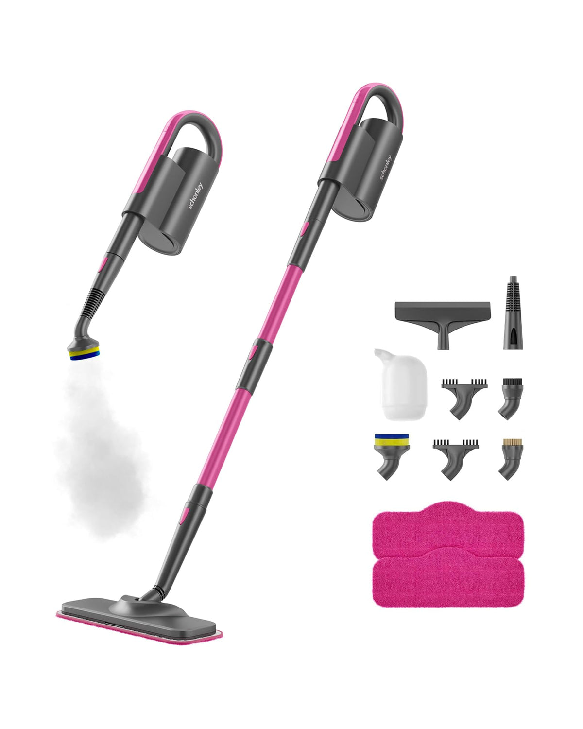 Schenley 7 In 1 Steam Mop Dual Rod Design With Detachable Handheld Steamer For Walls, Grouts, Hard Floors, Tiles, Includes Multi