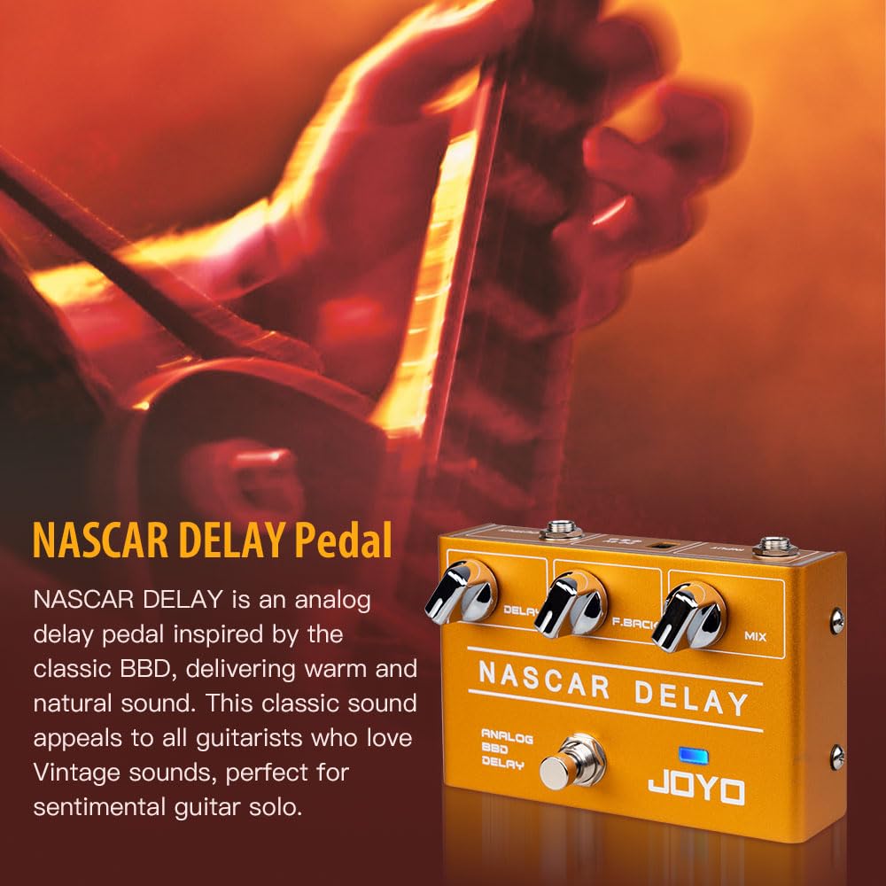 Joyo Analog Delay Effect Pedal R Series Vintage Warm Natural Sound For Sentimental Electric Guitar Solo (Nasscar R 10)