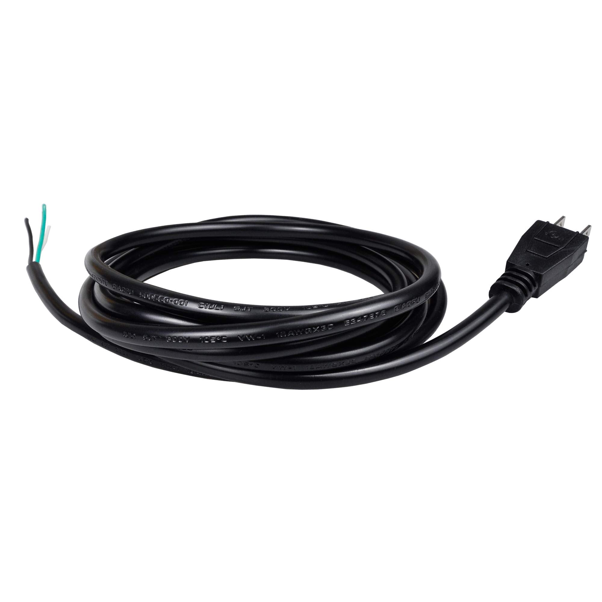 Pinfox 10Ft 18 Gauge 3 Prong Heavy Duty Replacement Power Supply Cord Cable 110V 115V 120V Pigtail For Universal Ac Appliance, N