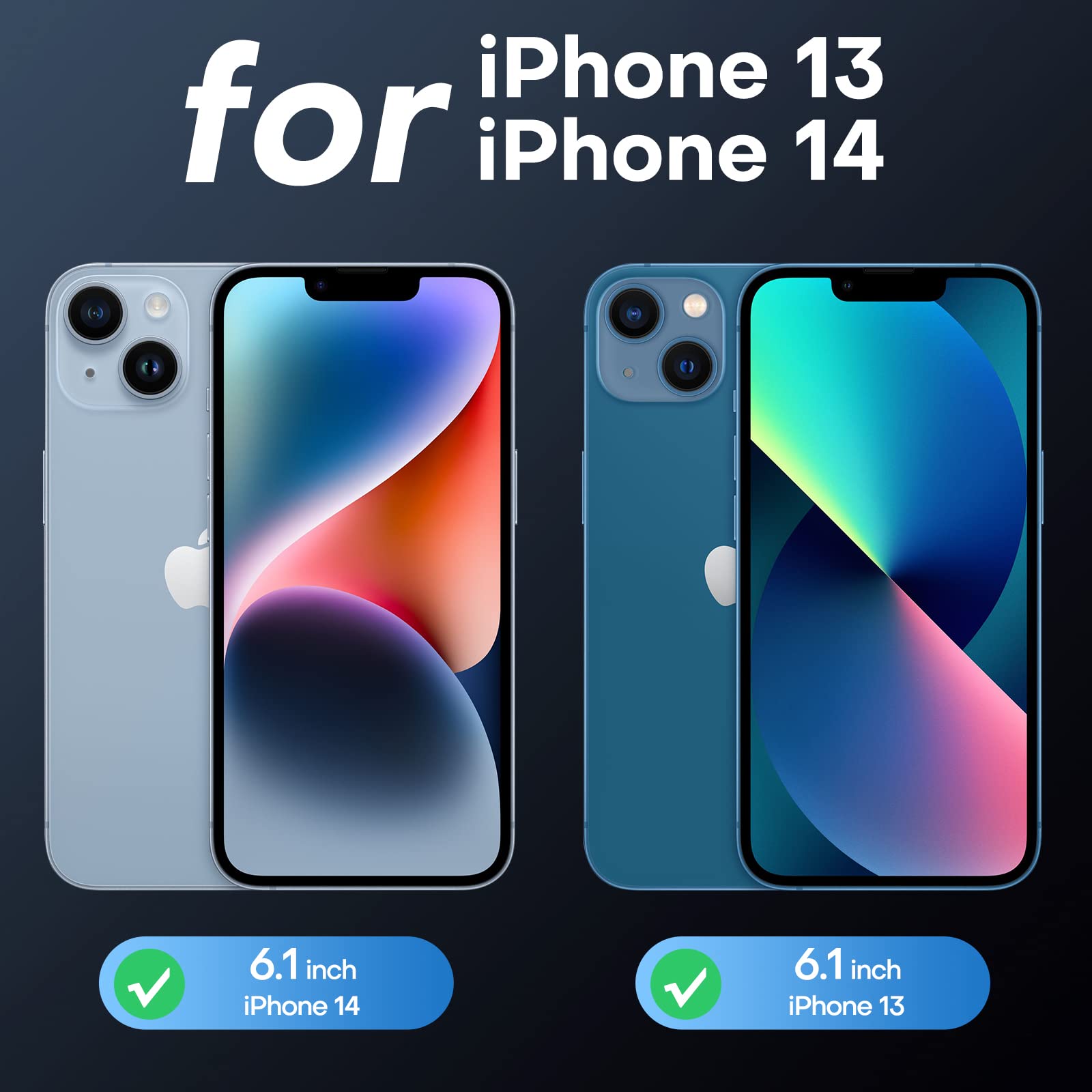 Tauri 3 In 1 Magnetic Designed For Iphone 13 For Iphone 14 Case, [Compatible With Magsafe] With 2 Screen Protector, Shockproof P