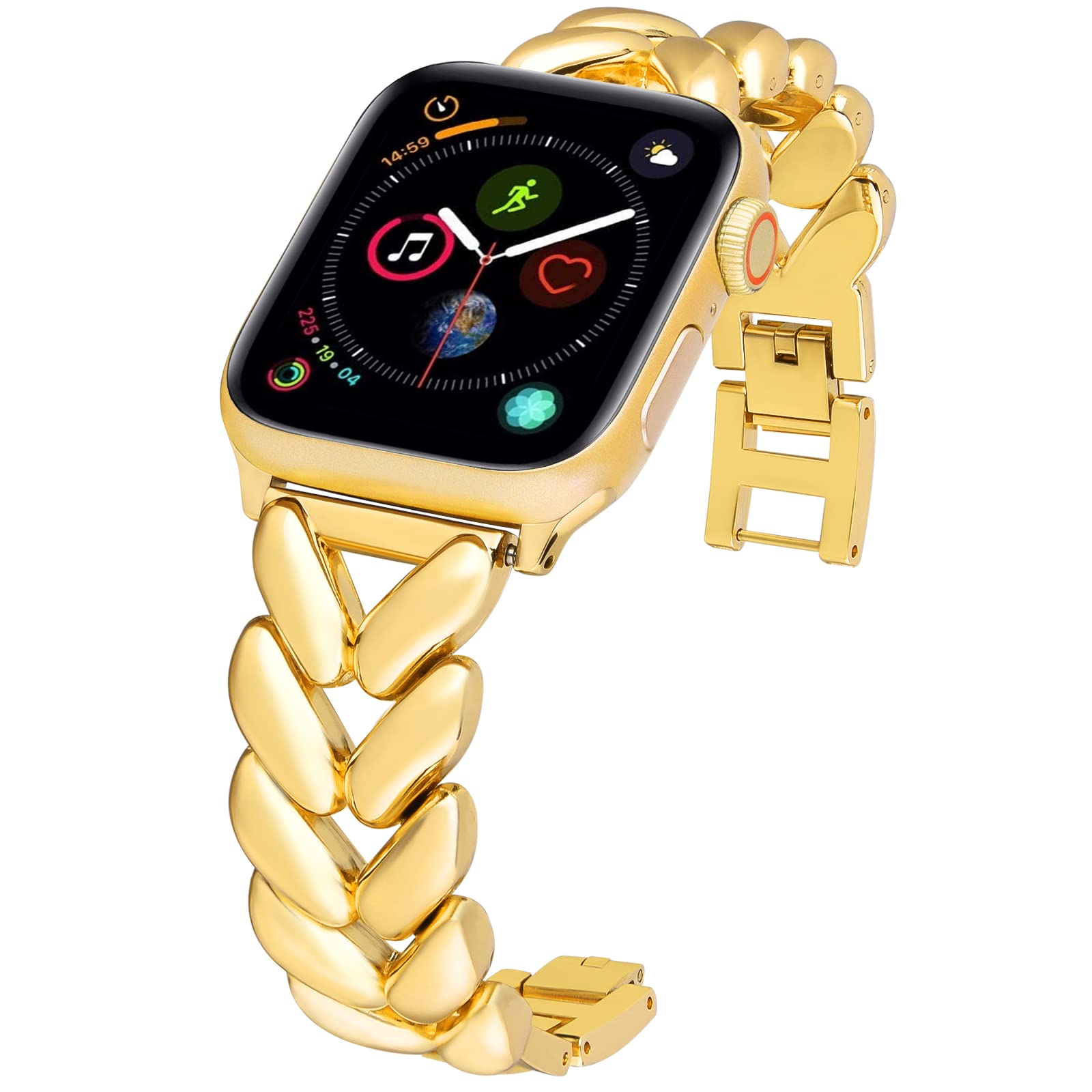 Visoom Gold Bracelet Compatible For Series 8 Gold Apple Watch Band 41Mm/40Mm/38Mm Series 7/Se Women Dressy Luxury Wristband Jewe