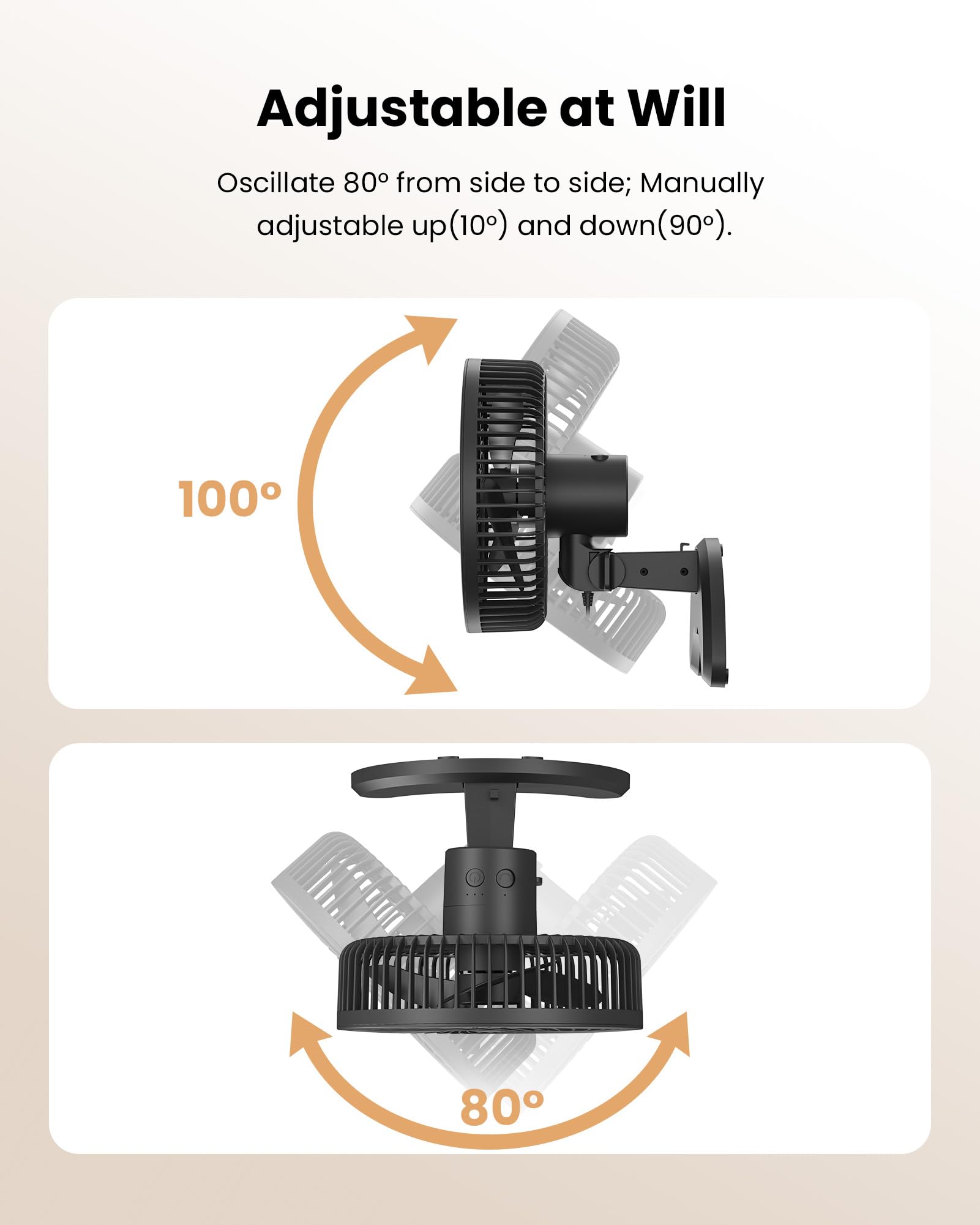 Koonie 8'' Wall Mount Fan, Quiet Small Wall Fan With Timer, 8.2Ft Wired Remote, 80 Oscillation, 100 Adjustable, 3 Speeds High Ve