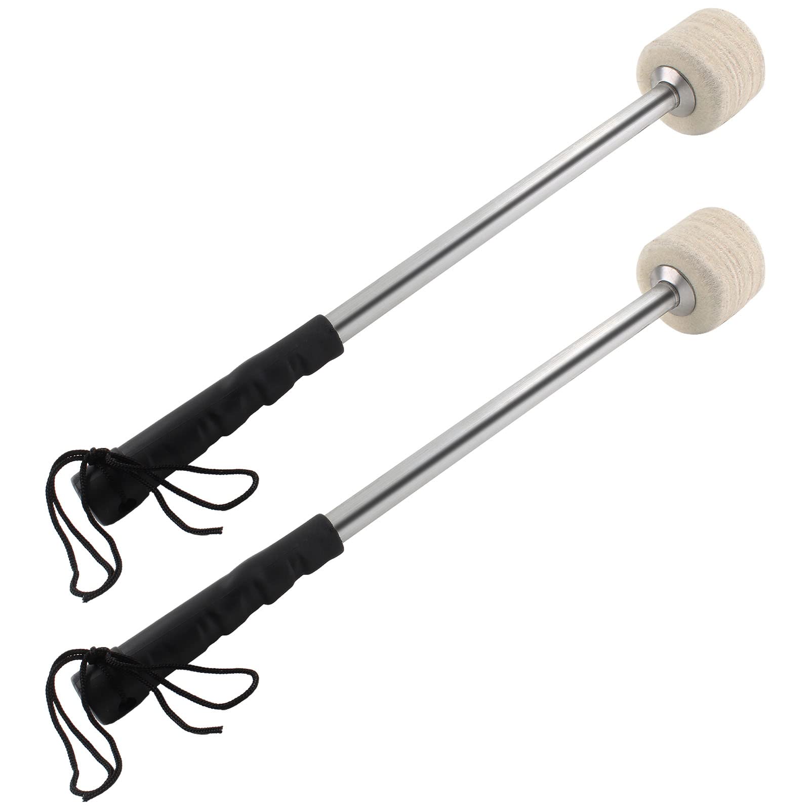 Jiozermi 2 Pcs Drum Mallet 13.8 Inches Length, Wool Felt Drum Stick, Anti Slip Bass Percussion Sticks, Instrument Band Accessory