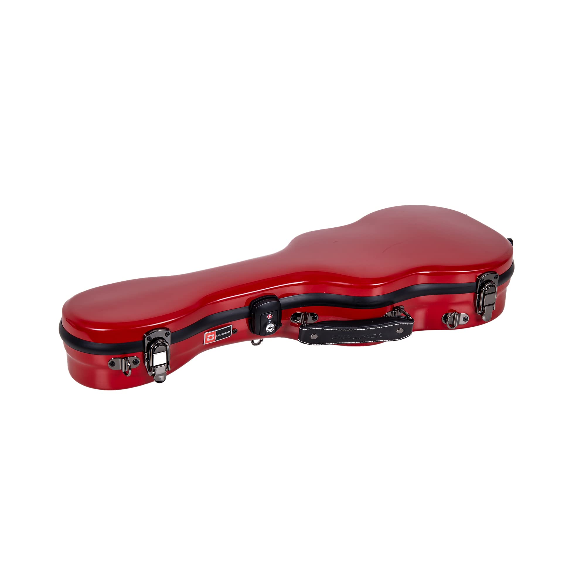 Crossrock Hardshell Fiberglass Concert Ukulele Case, Thick Padded, 4 Latches, Glossy Finish In Red