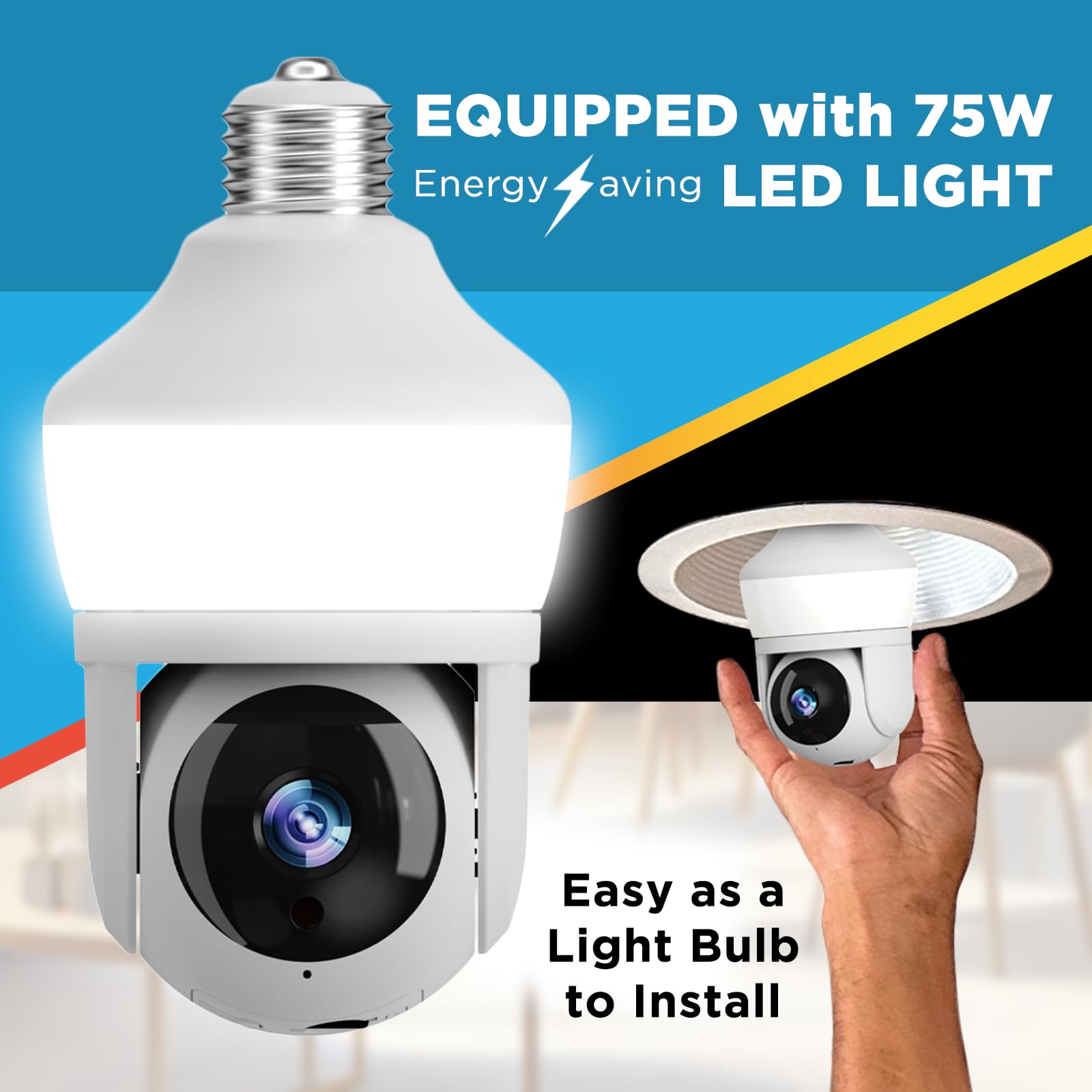 Sight Bulb Pro Security Camera With 80 Watt Equivalent Led Light, Two Way Talk, Hd Video Wifi Smart Camera, Perfect For Indoor O