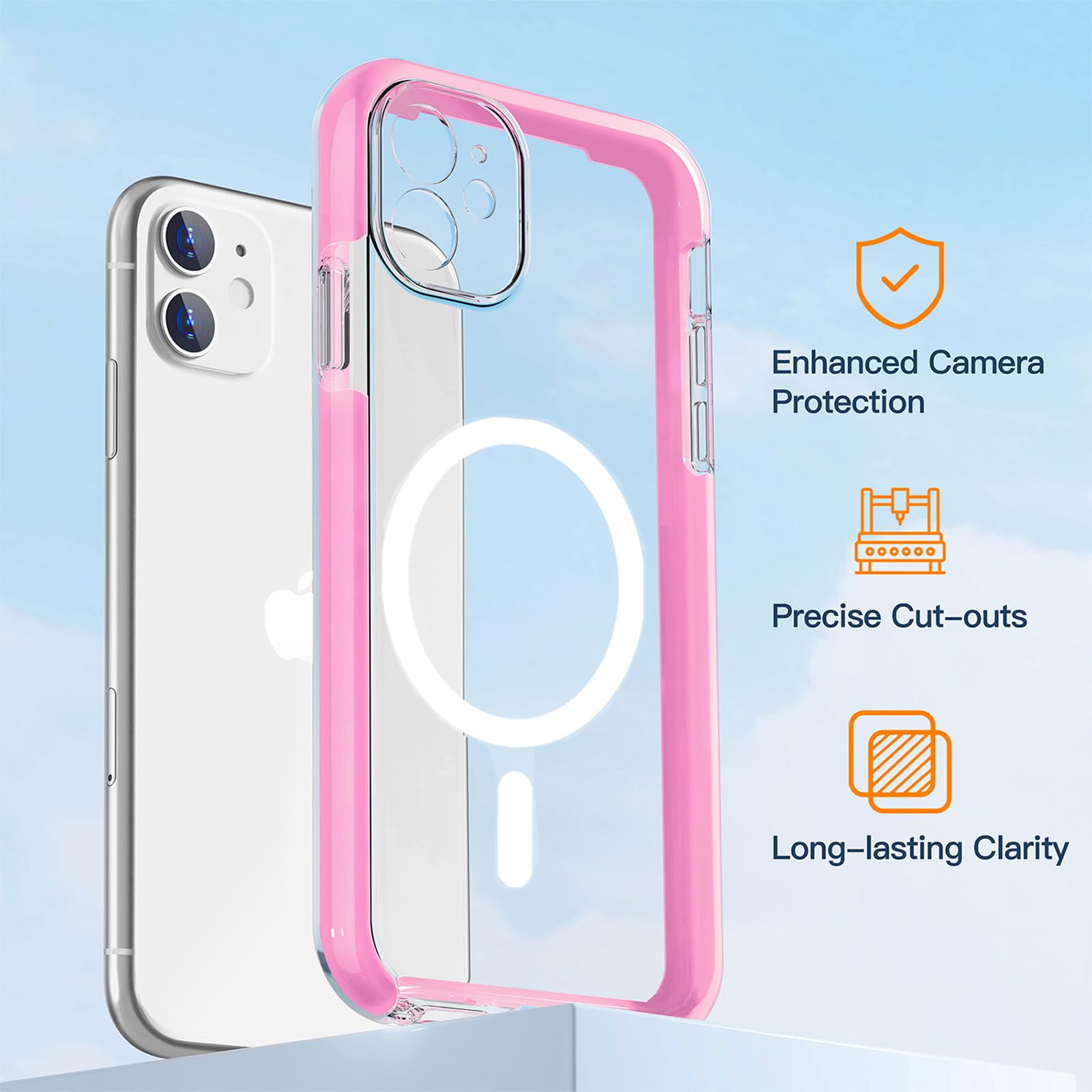 Coolqo Magnetic For Iphone 15 Case [Compatible With Magsafe] With Tempered Glass Screen Protector, Military Grade Protection, Sh