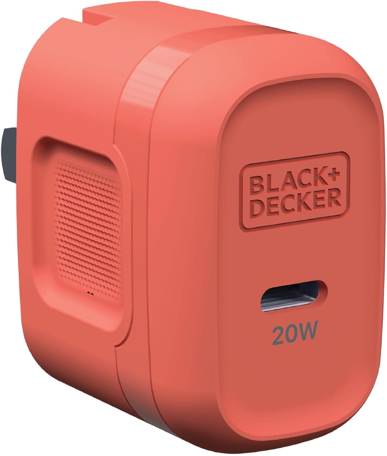 BLACK+DECKER GaN PD Wall Charger, 1-Port, 20W Type C Wall Plug, Compact Power Block USB C, Type-C Fast Charging for iPhone 16/15