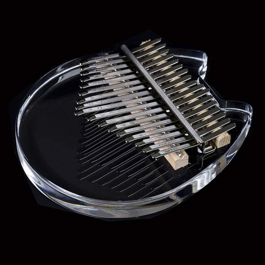 Koldot Clear Kalimba 17 Keys Engraved With Notes Cat Shaped Thumb Piano Solid Finger Piano Clear Body Cute Crystal Acrylic Kalim