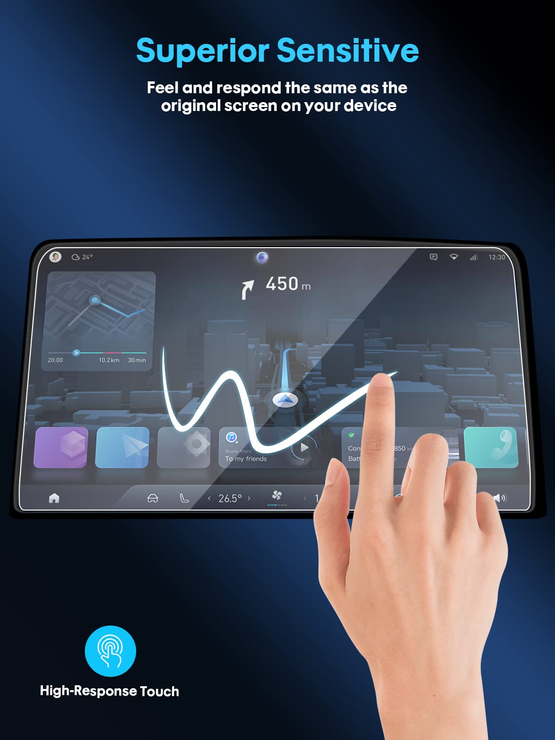 Lantu Model 3 Rear Screen Protector For 2024 Tesla Model 3 Accessories 8'' Tempered Glass Center Control Touchscreen Car Dashboa