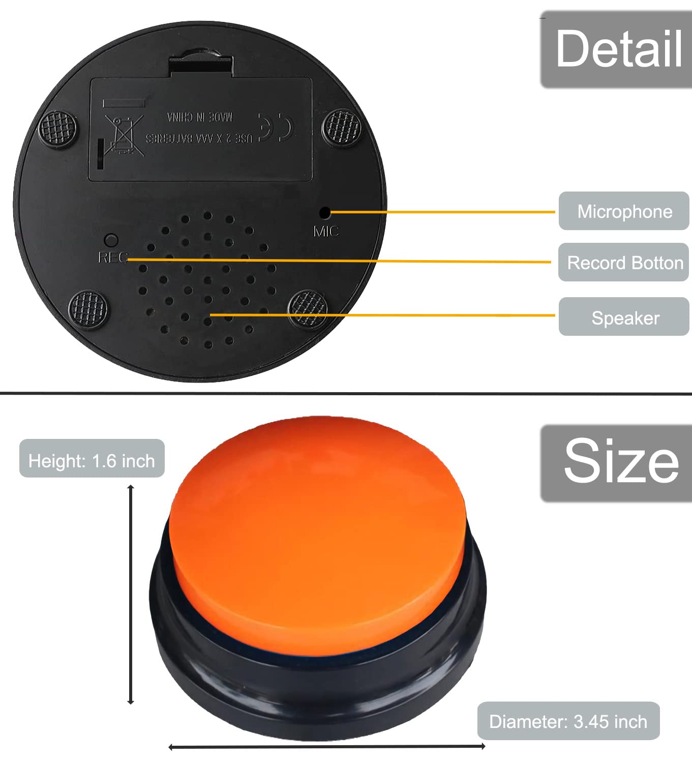 Frqntkpa 8 Color Voice Recording Button, Dog Buttons For Communication Pet Training Buzzer, 30 Second Record & Playback, Funny G