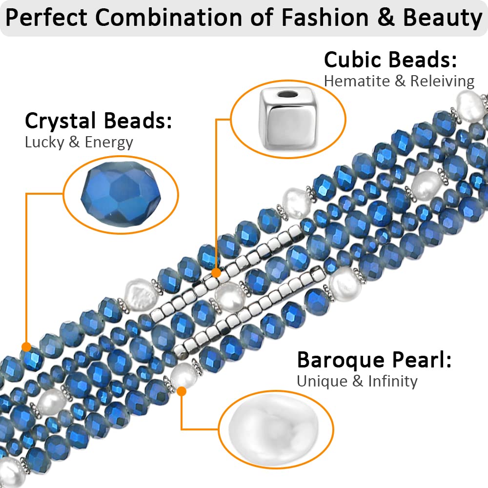 Fastgo Beaded Bracelet Band Compatible With Apple Watch 38Mm 41Mm 40Mm 44Mm 45Mm 42Mm 49Mm Series 7 Women, Pearl Elastic Stretch