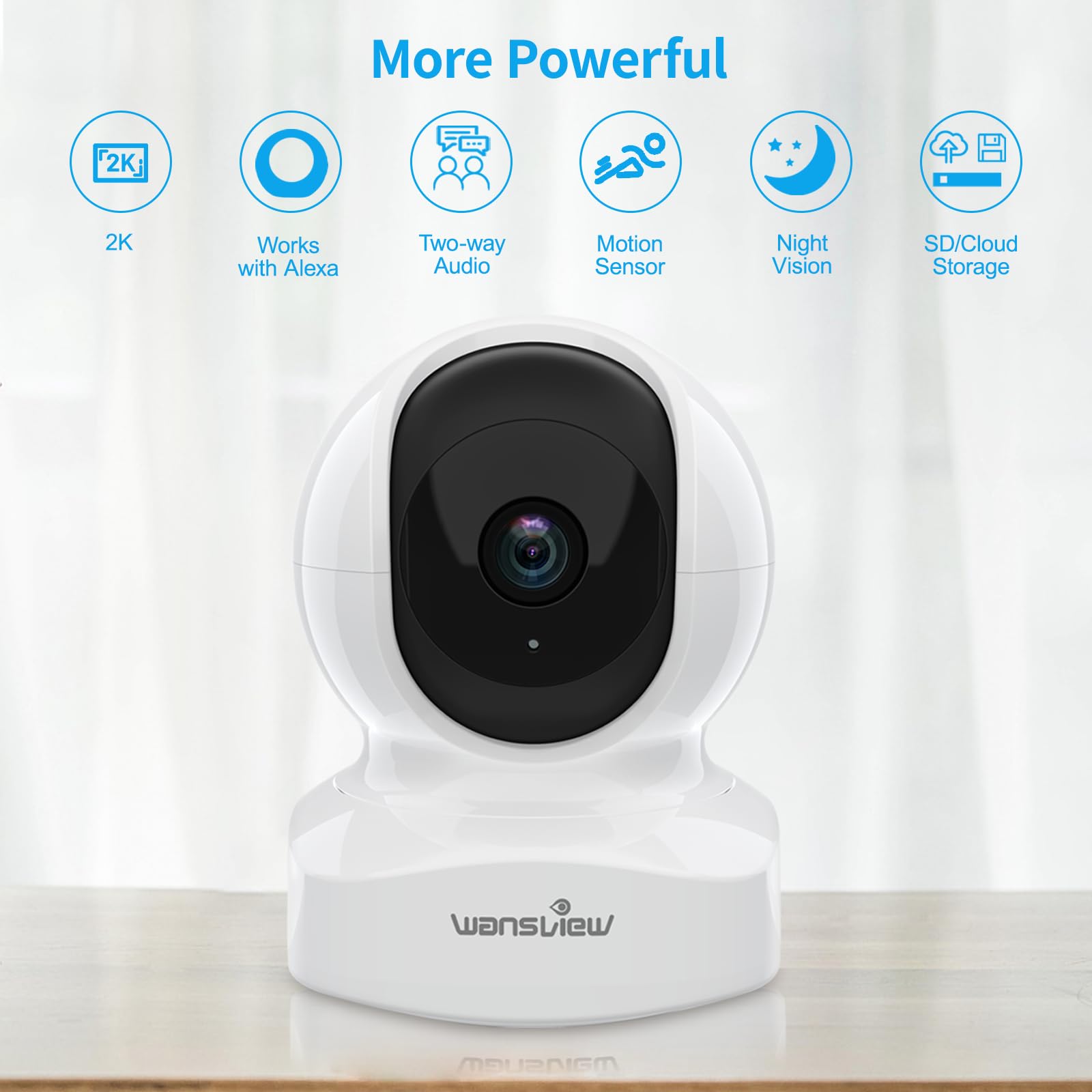 Home Security Camera, Baby Camera, 2K Wansview Wifi Camera For Pet/Nanny, Motion Alerts, 2 Way Audio, Night Vision, Compatible W