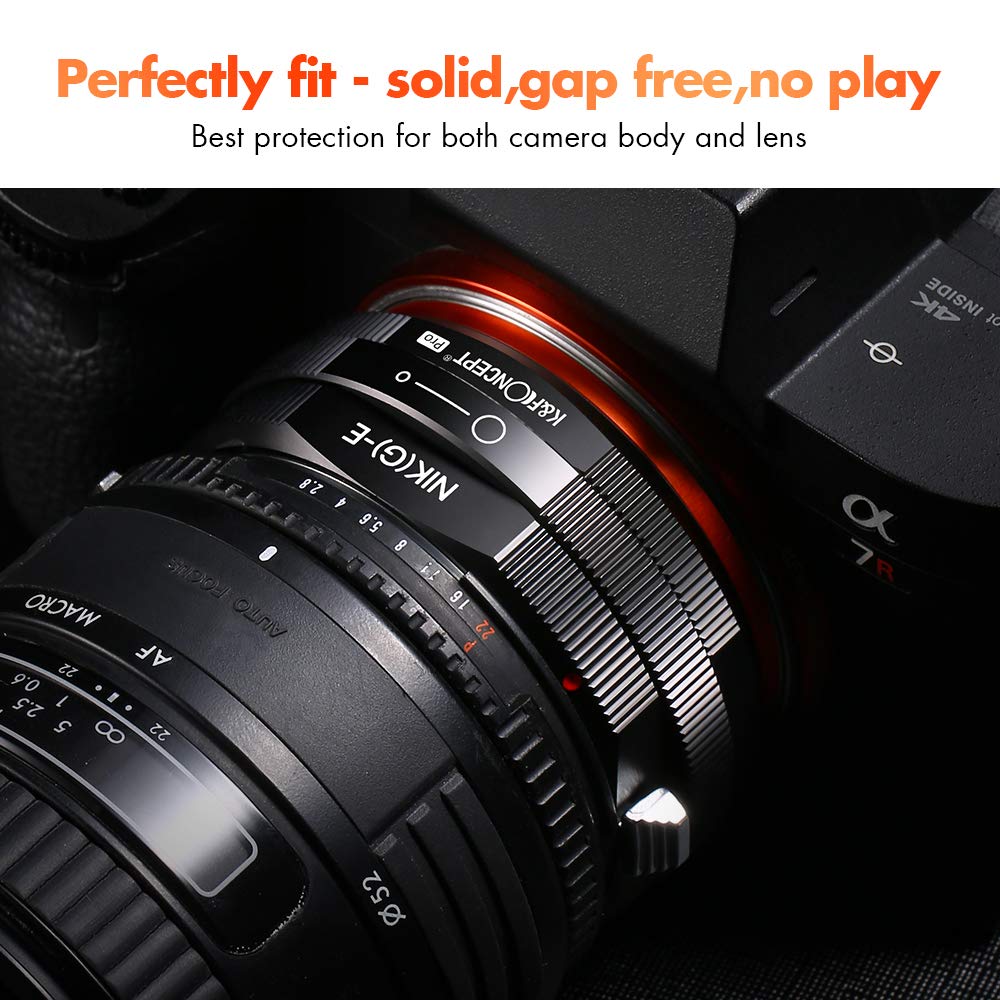 K&F Concept Lens Mount Adapter, G Mount F/Ai/G Lens To E Mount/Nex Camera Body Mount Adapter With Matting Varnish Design