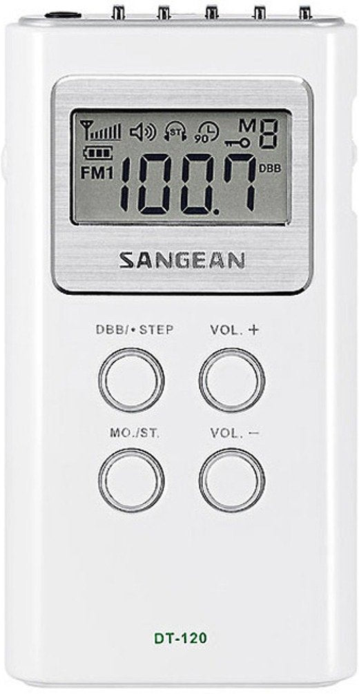 Sangean Dt 120 Am/Fm Stereo Pll Synthesized Pocket Receiver, White
