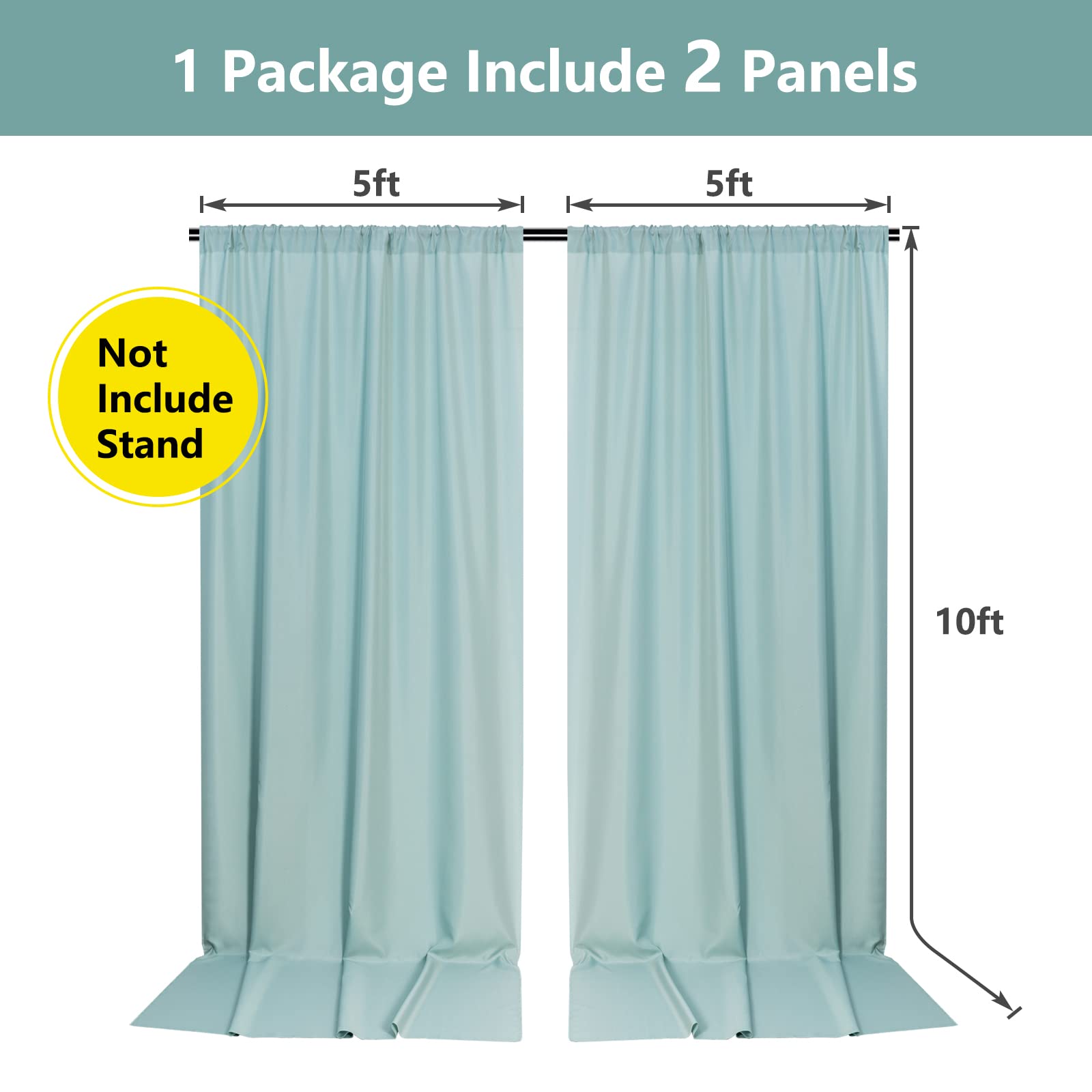 Mysky Home 10Ft X 10Ft Curtains Light Green Backdrop Curtains For Parties Wedding Curtains Stage Curtains Rod Pocket Privacy Cur