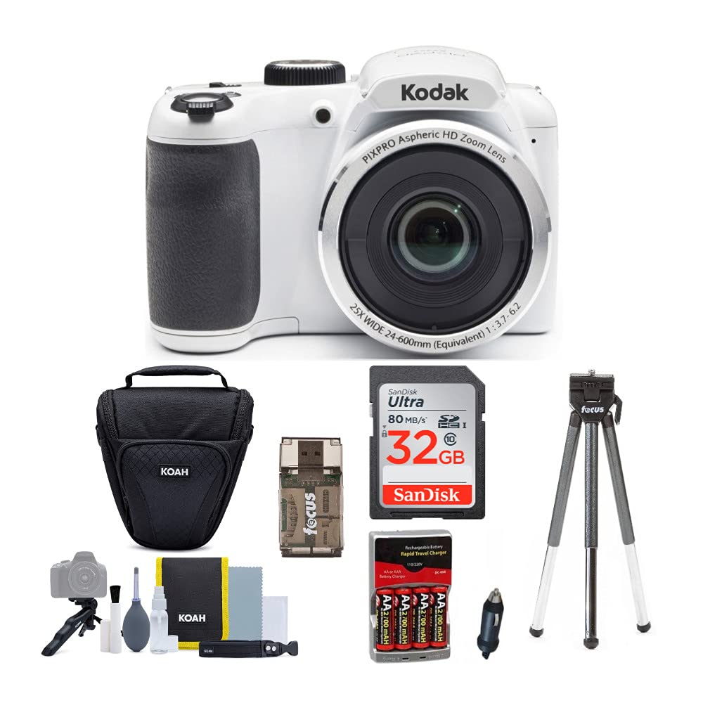 Kodak Pixpro Az252 Astro Zoom 16Mp Digital Camera (White) Bundle With 16Gb Sd Card And Case (3 Items)