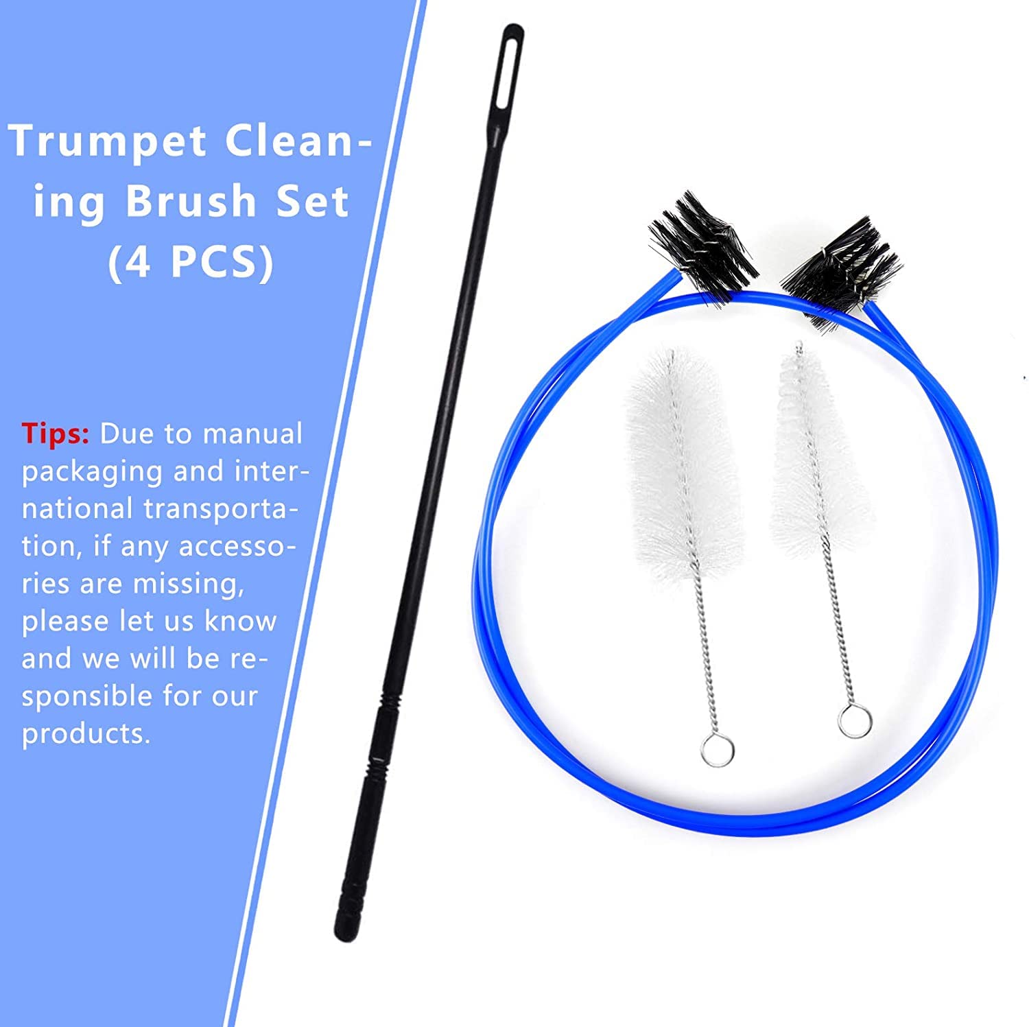 Hysagtek 4 Pieces Trumpet Snake Brush Cleaning Kit, Trumpet Brush Mouthpiece Brush Valve Casing Brush Flexible Brush With Cleani