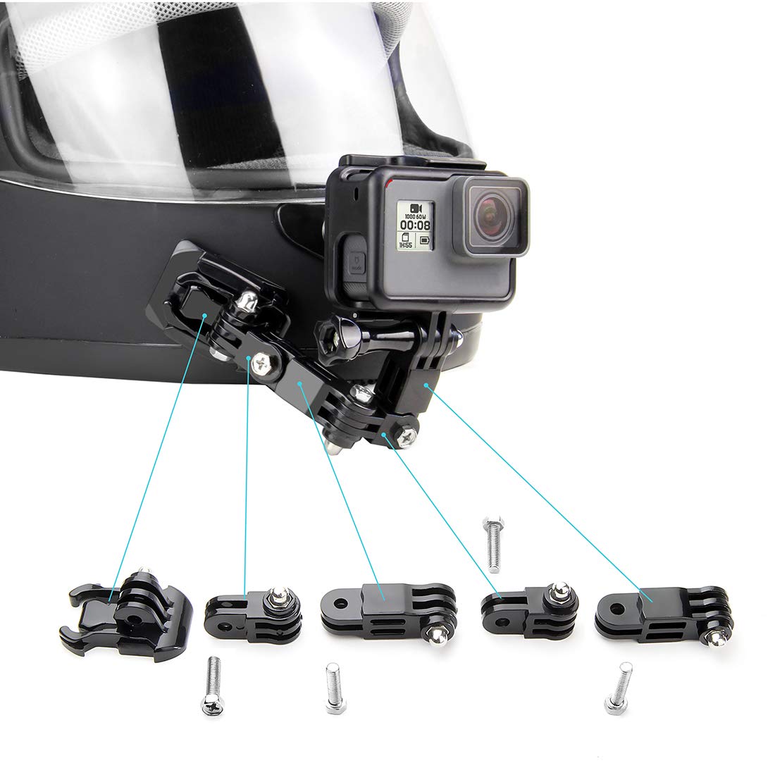 Soonsun Motorcycle Helmet Chin Mount Kits For Gopro Hero 13 12 11 10 9 8 7 6 5 4 Hero Session, Akaso, Sjcam, Osmo Action Camera