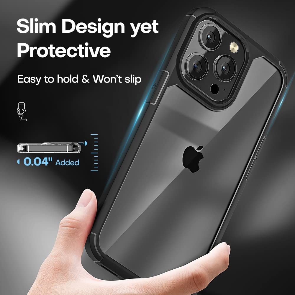 Tauri 3 In 1 For Iphone 13 Pro Max Case Black, [Military Grade Drop Protection] Slim Shockproof Phone Lanyard Case 6.7 Inch