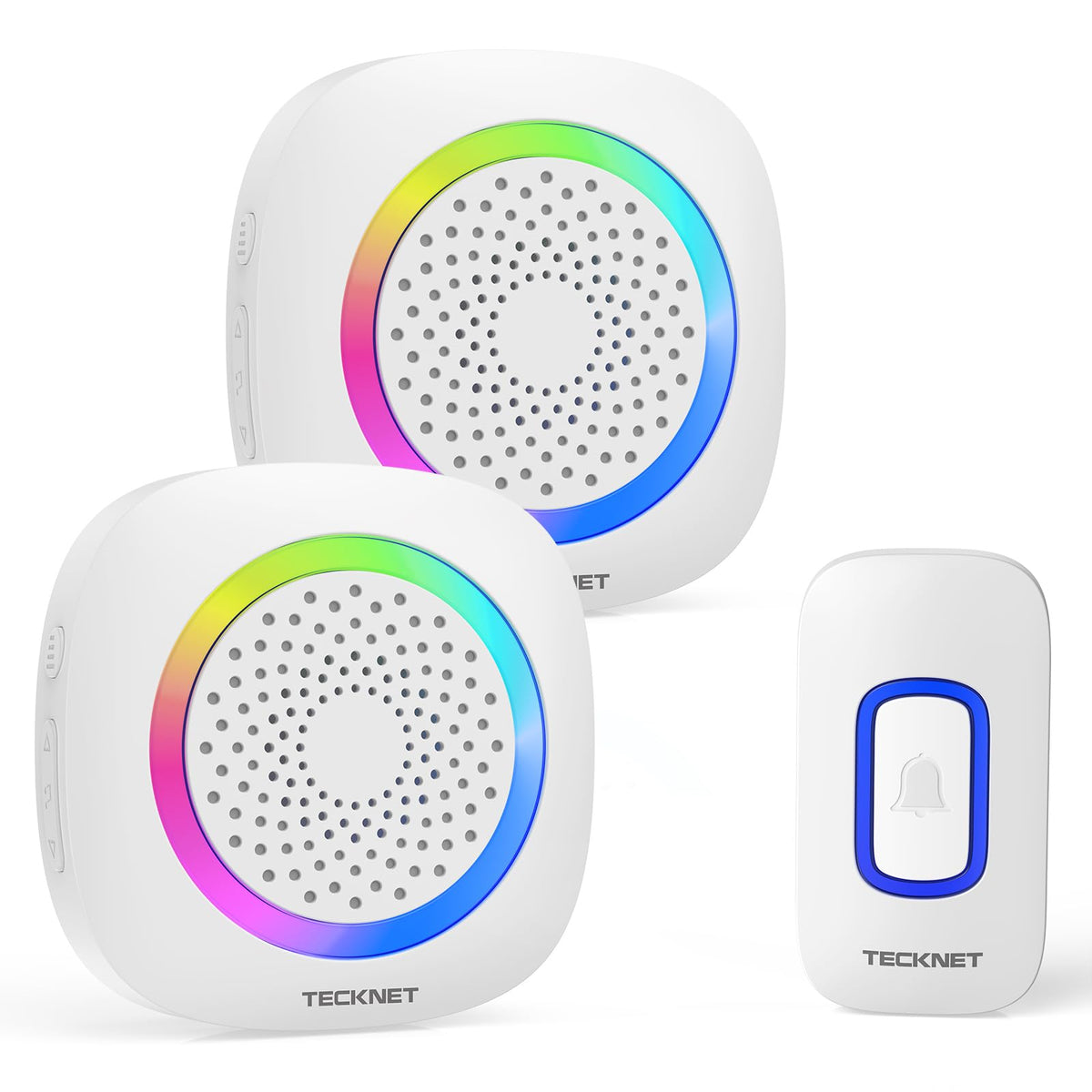 Tecknet Wireless Doorbell With 2 Portable Receivers, Battery Powered Doorbell With Rgb Light, Ip66 Waterproof Door Chime Kit, 13