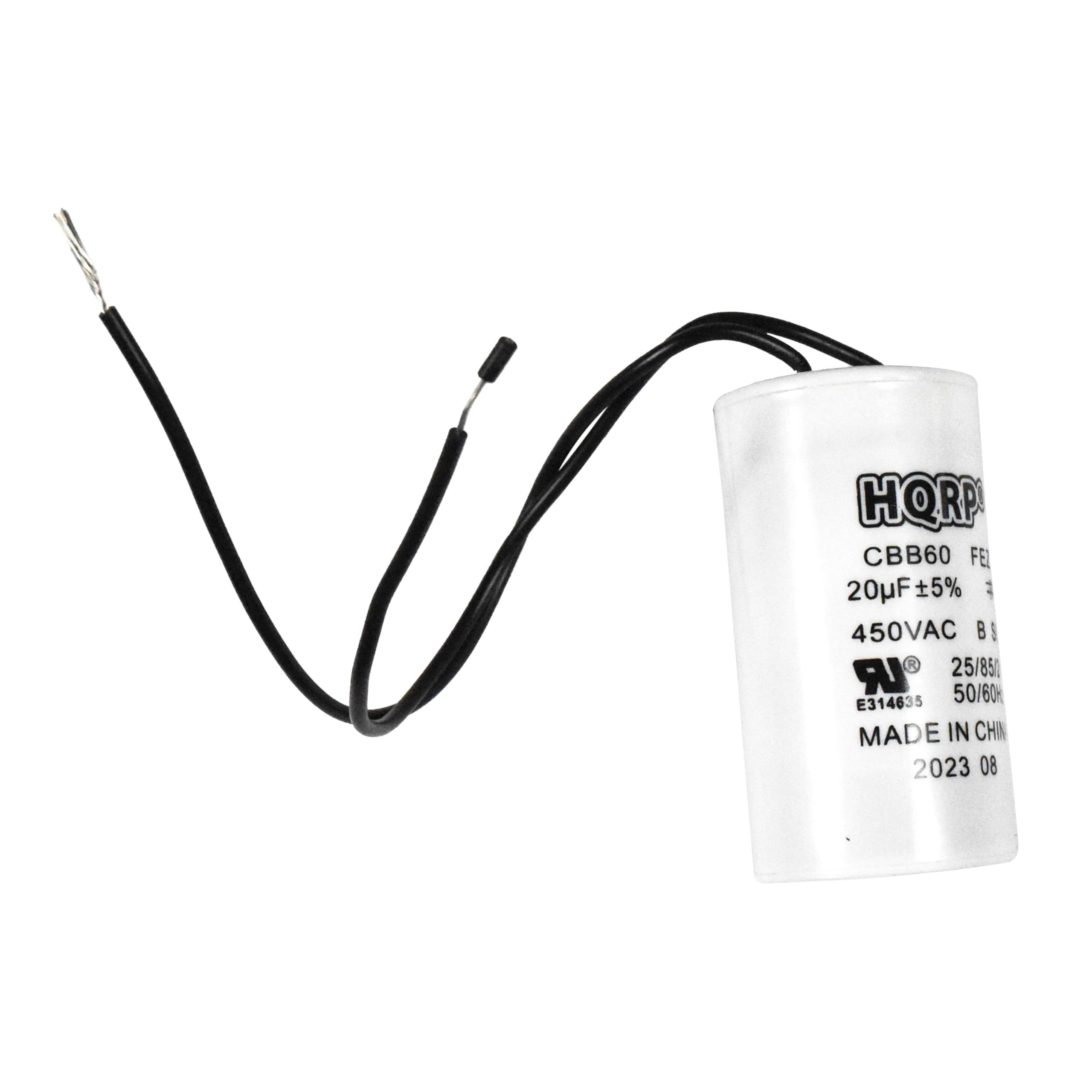 Hqrp 20Uf 450V Wire Lead Cylinder Motor Run Capacitor Compatible With Ac Electric Motor Start Hvac Blower Compressor Pump Electr