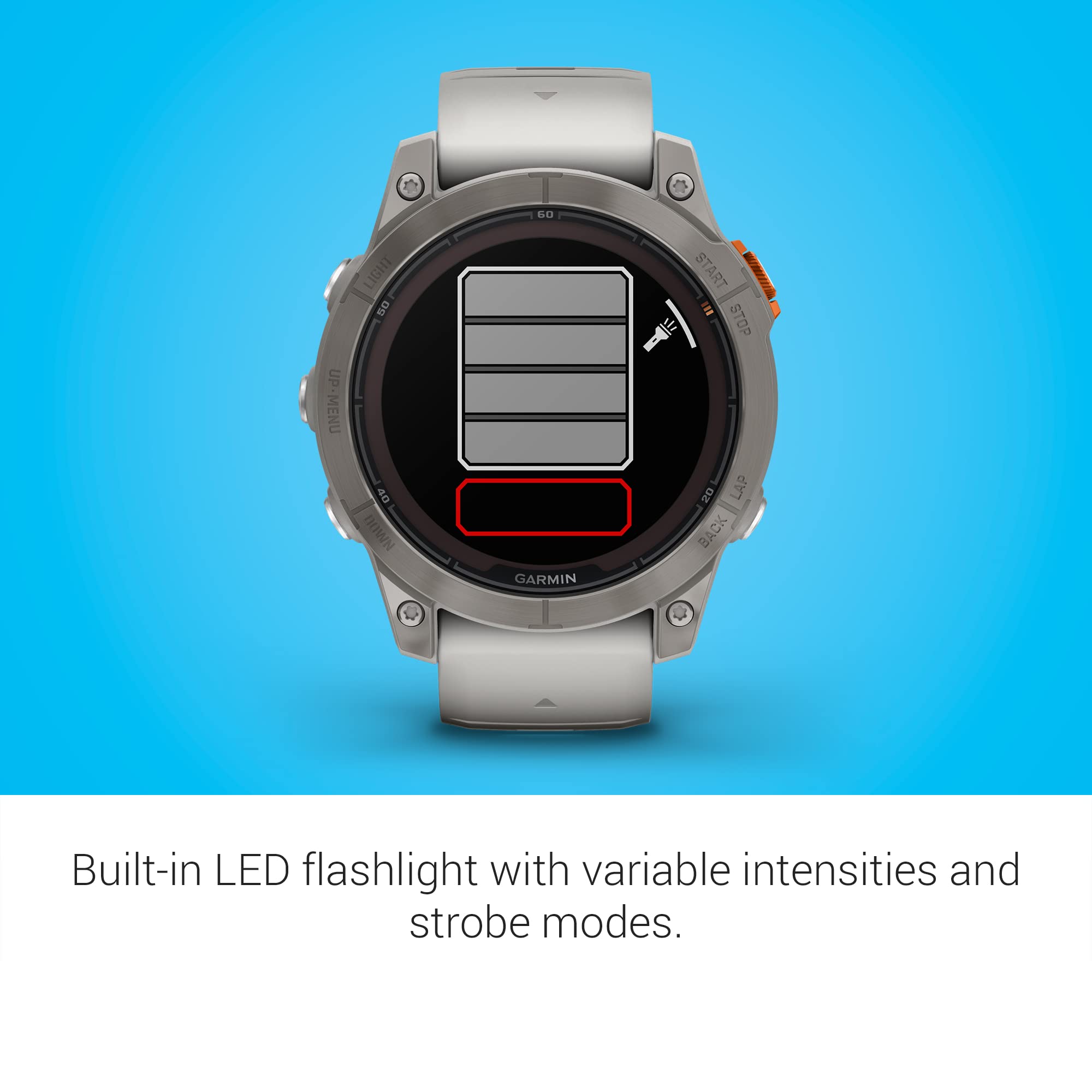 Garmin Fenix 7 Pro Sapphire Solar, Multisport Gps Smartwatch, Built In Flashlight, Solar Charging Capability, Fog Gray/Ember Ora