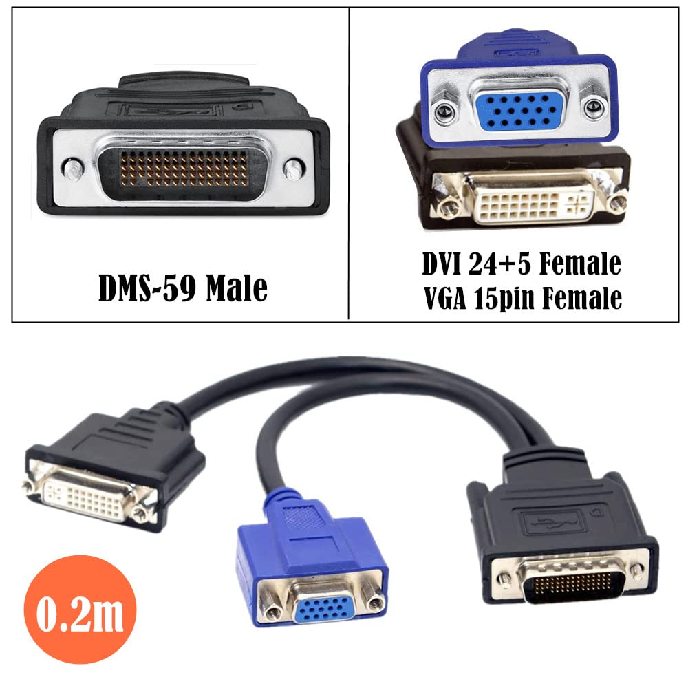 Chenyang Lfh Dms 59 Male To Dvi 24+5 Female & Vga Rga 15Pin Female Splitter Extension 15Cm