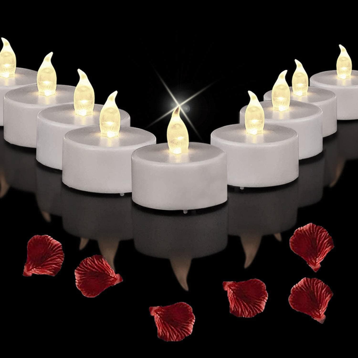 Led Tea Lights Flameless Candles: Battery Operated Bulk 50 Pack Realistic And Bright Flickering Long Lasting 200 Hours Electric