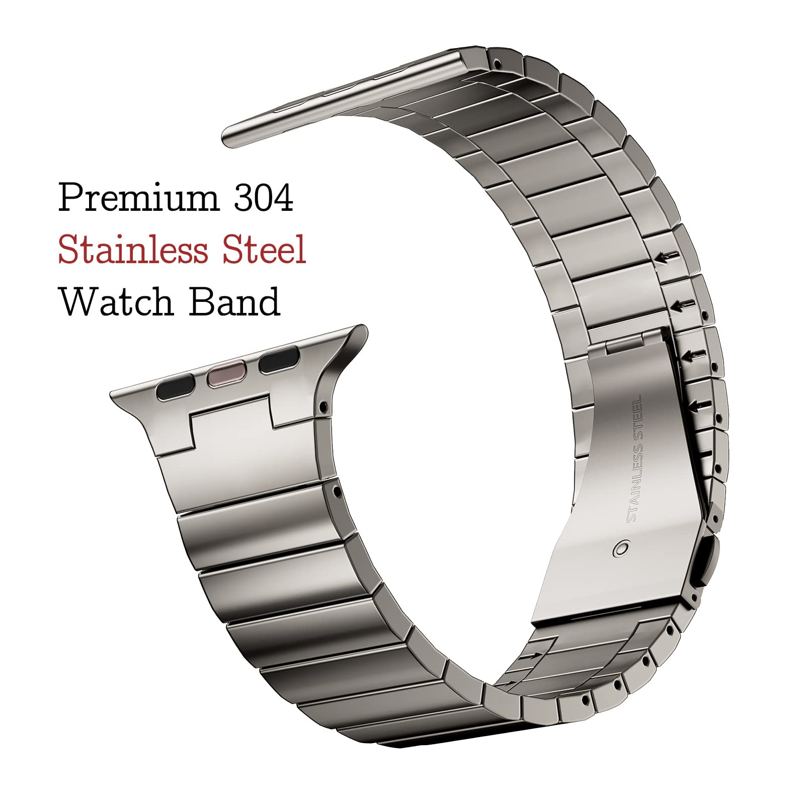Compatible With Apple Watch Band And Case, Stainless Steel Metal Chain With Tpu Cover, Smart Watch Link Bracelet Strap, Wrist Band For I Watch Series 9 8 7 6 5 4 3 2 1 Se, 41Mm 40Mm 38Mm, Titanium